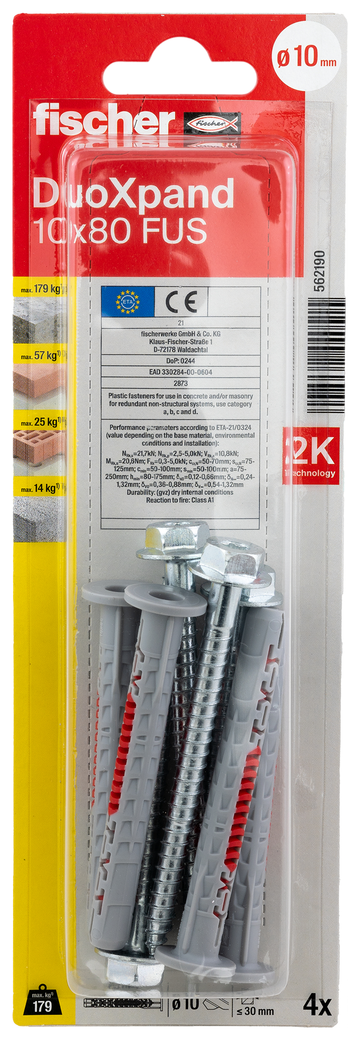 fischer Langschaftdübel DuoXpand 10 x 80 FUS K (4) fischer Langschaftdübel DuoXpand 10 x 80 FUS K (4)