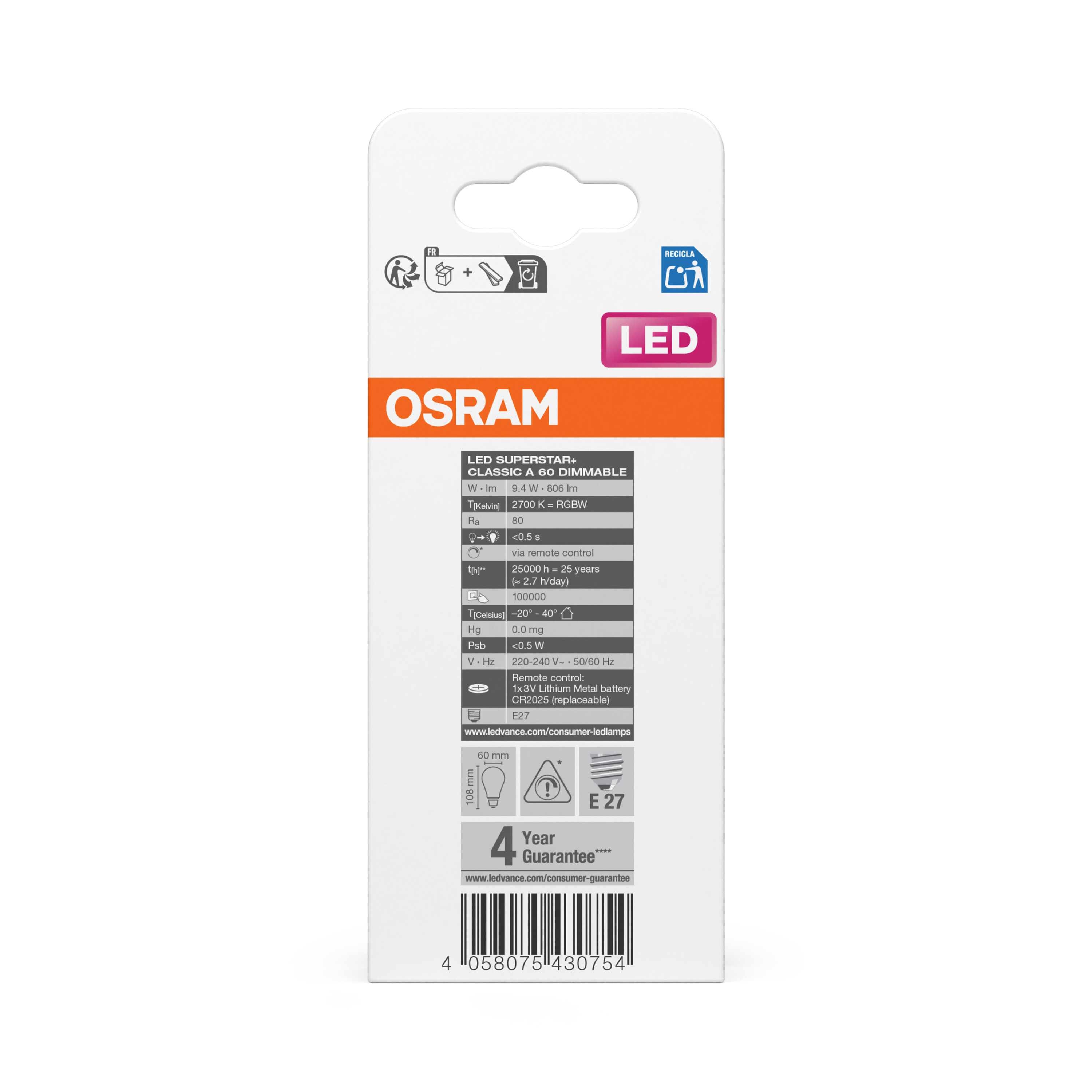 Osram Leuchtmittel LED Retrofit, RGBW Lamps with Remote