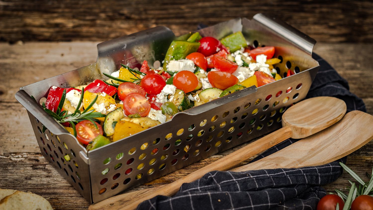 Grillfürst Edelstahl Gemüsekorb rechteckig, 27,5 cm x 13,5 cm x 8 cm