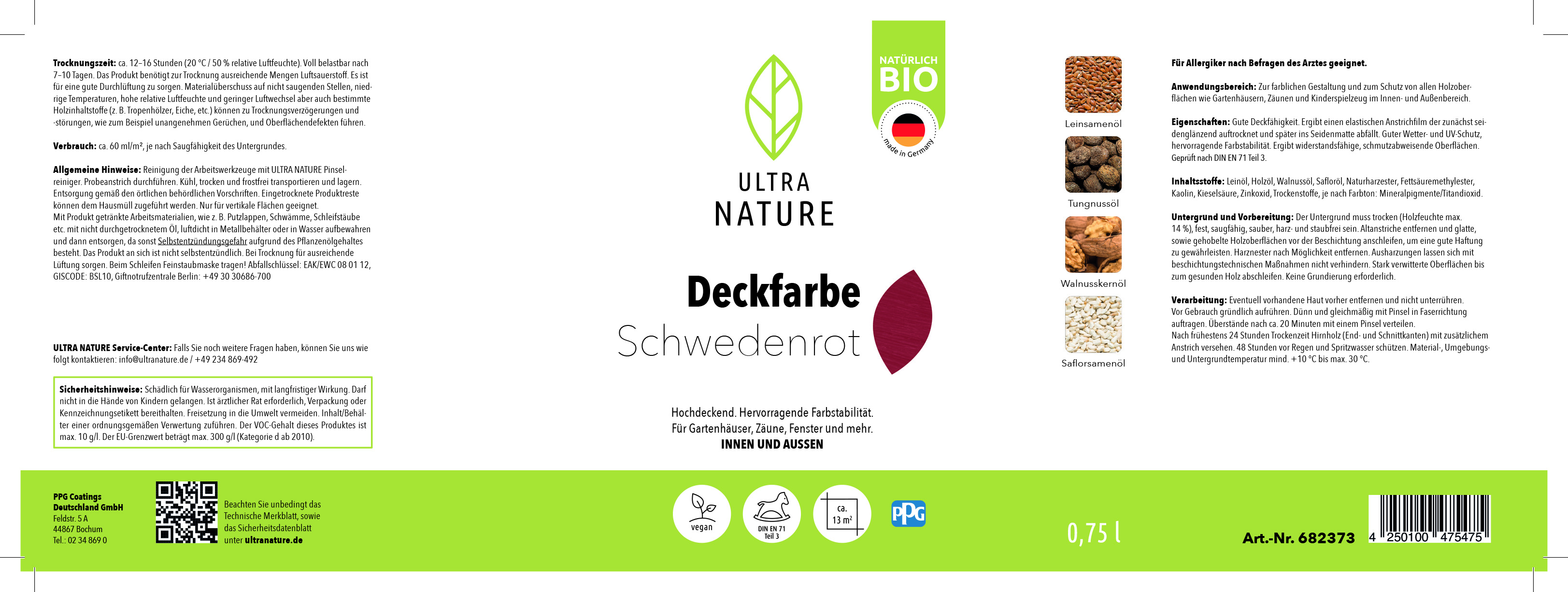 Ultra Nature Deckfarbe Schwedenrot, 0,75 l Ultra Nature Deckfarbe Schwedenrot, 0,75 l