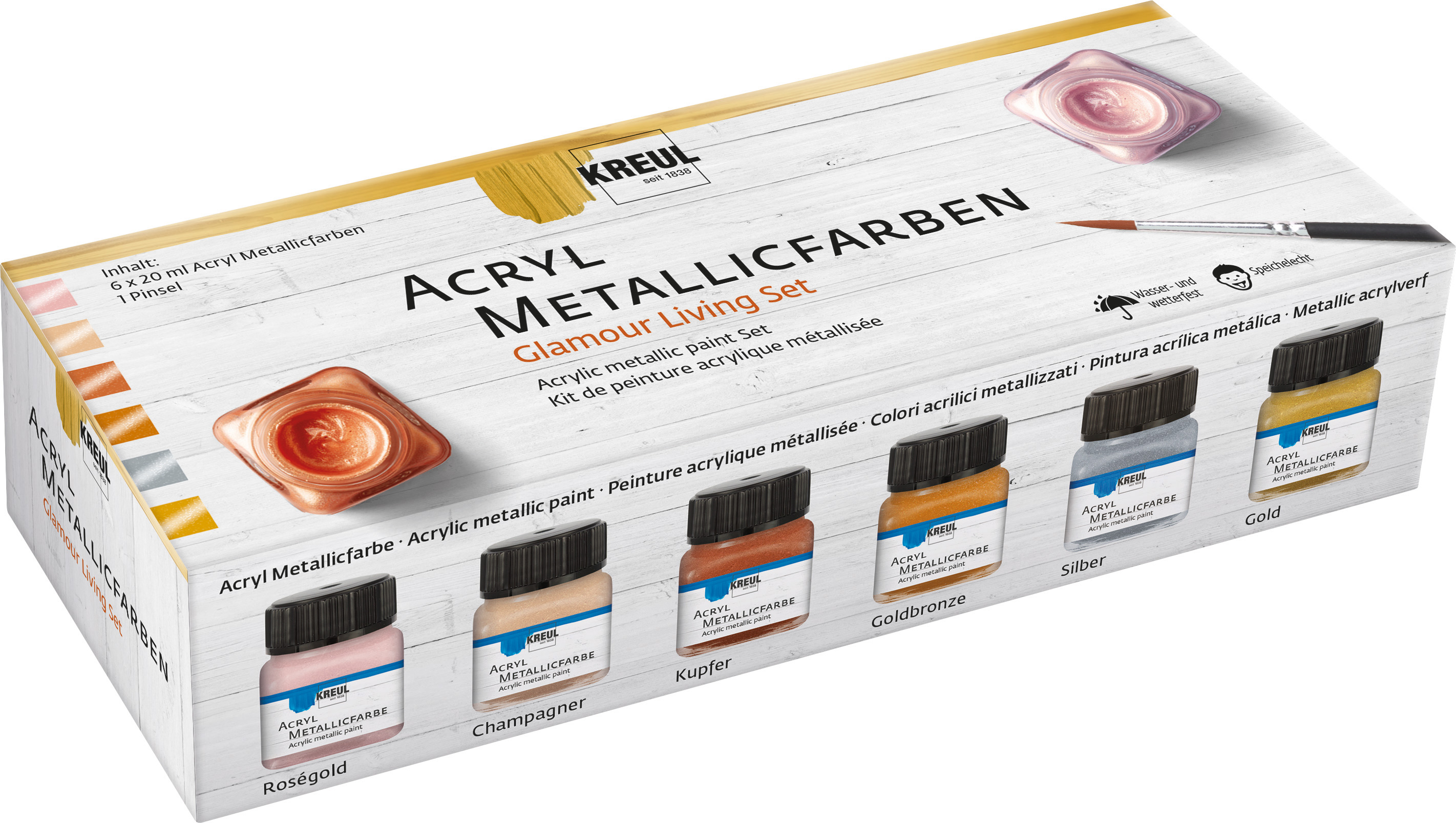 Kreul Acryl Metallicfarben Set Glamour Living, 6 x 20 ml Kreul Acryl Metallicfarben Set Glamour Living, 6 x 20 ml