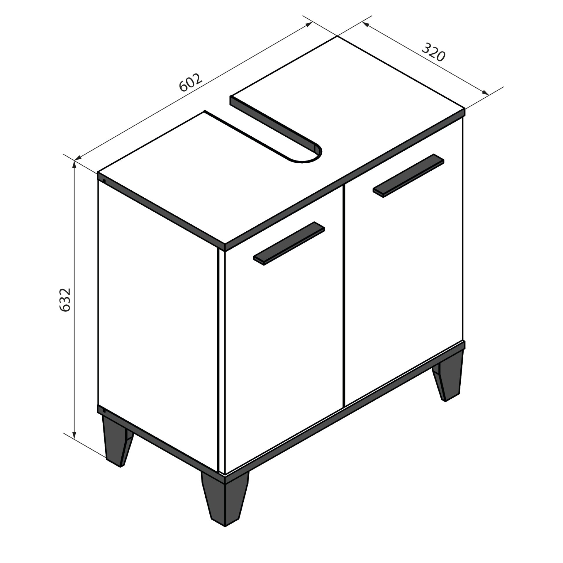Fackelmann TE-A Beckenunterschrank, 602 x 632 x 320 mm, Weiß