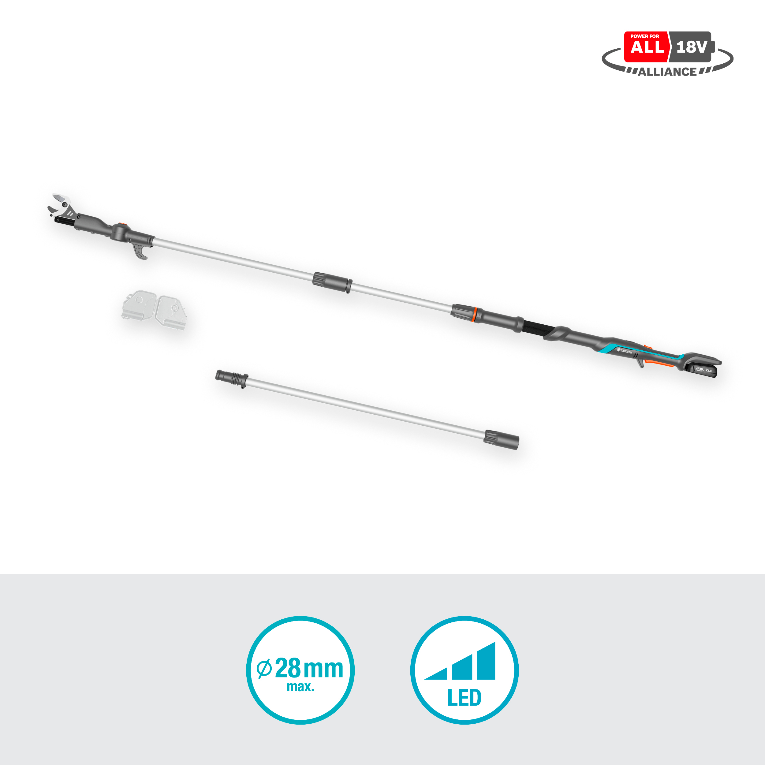 Gardena Akku-Teleskop-Baumschere HighCut 360/18V P4A Ready-To-Use Set Gardena Akku-Teleskop-Baumschere HighCut 360/18V P4A Ready-To-Use Set