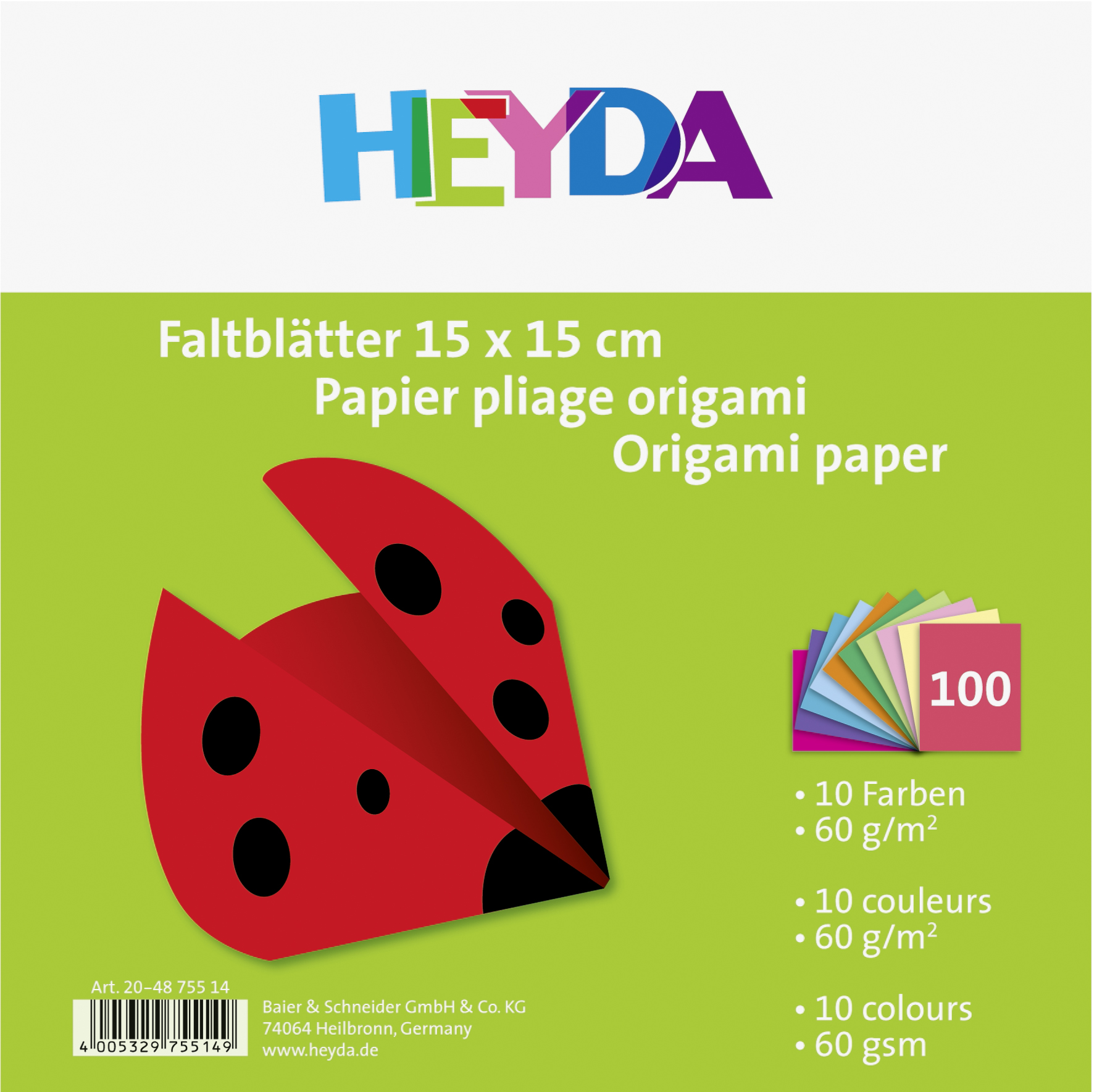 Heyda Faltblätter, 60 g, 10 Farben