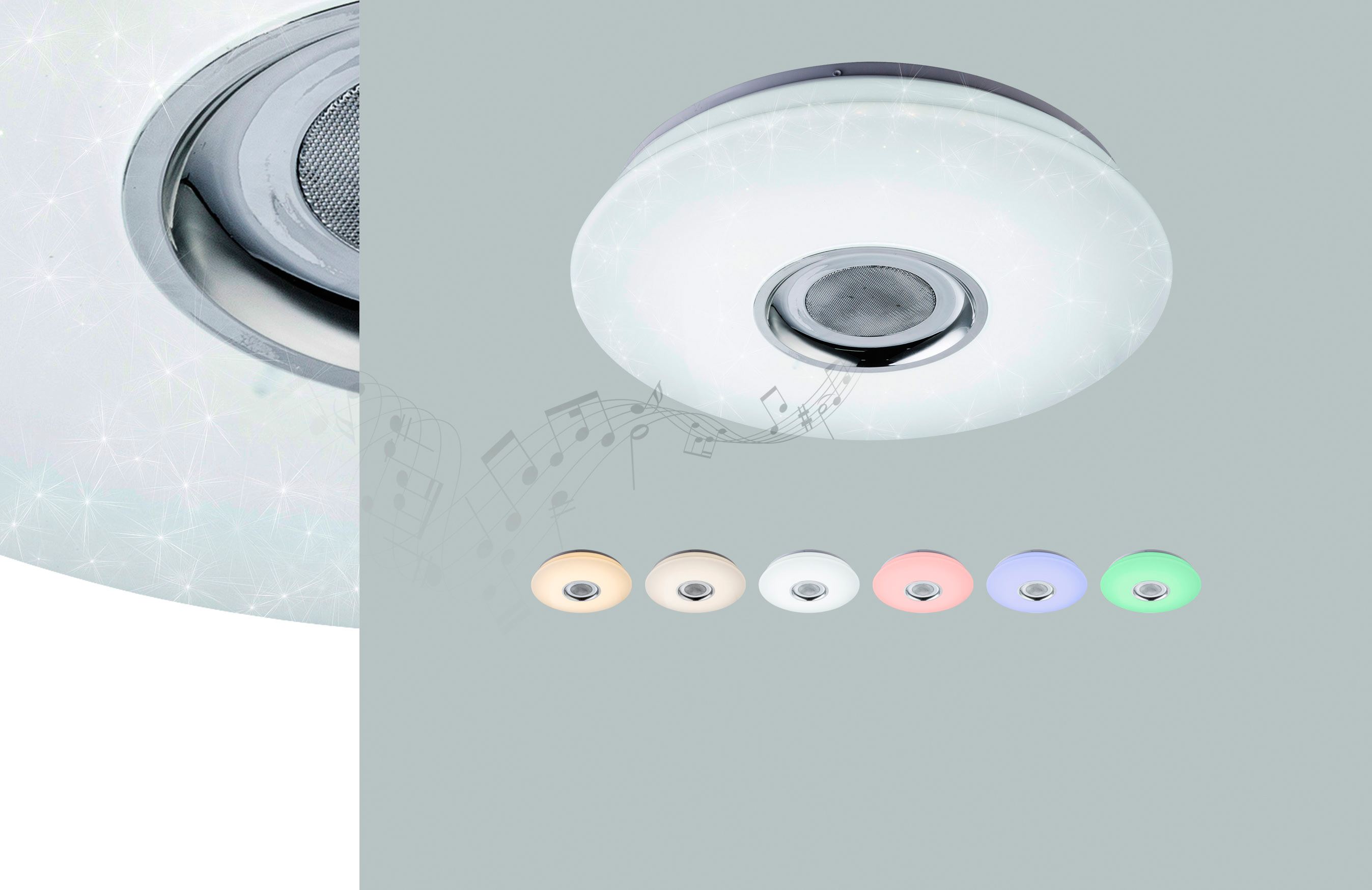 41329-18_j Globo Deckenleuchte, Sternenhimmel mit Lautsprecher