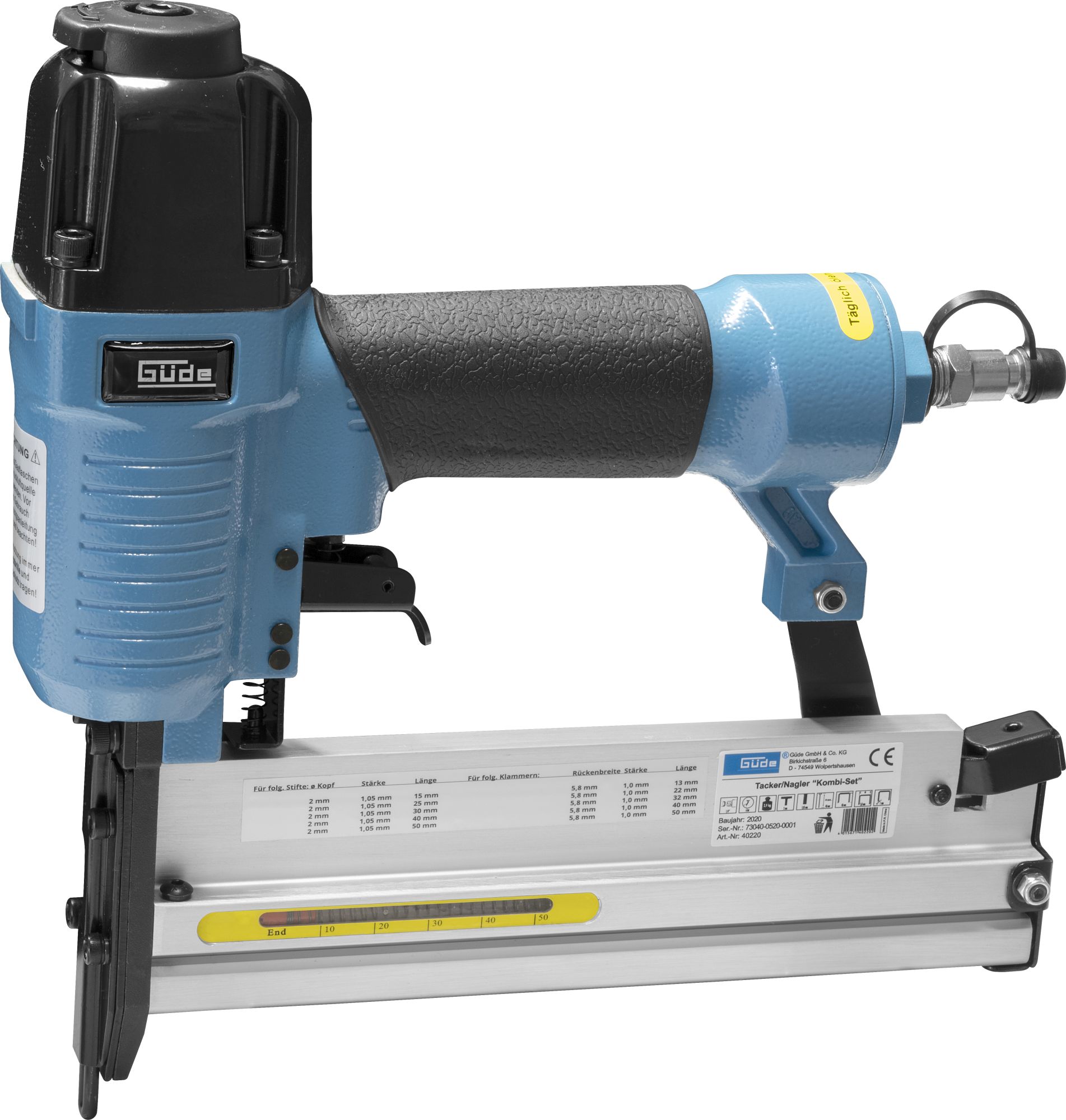 40220_d01 Güde Druckluft Klammergerät/Nagler Kombi-Set