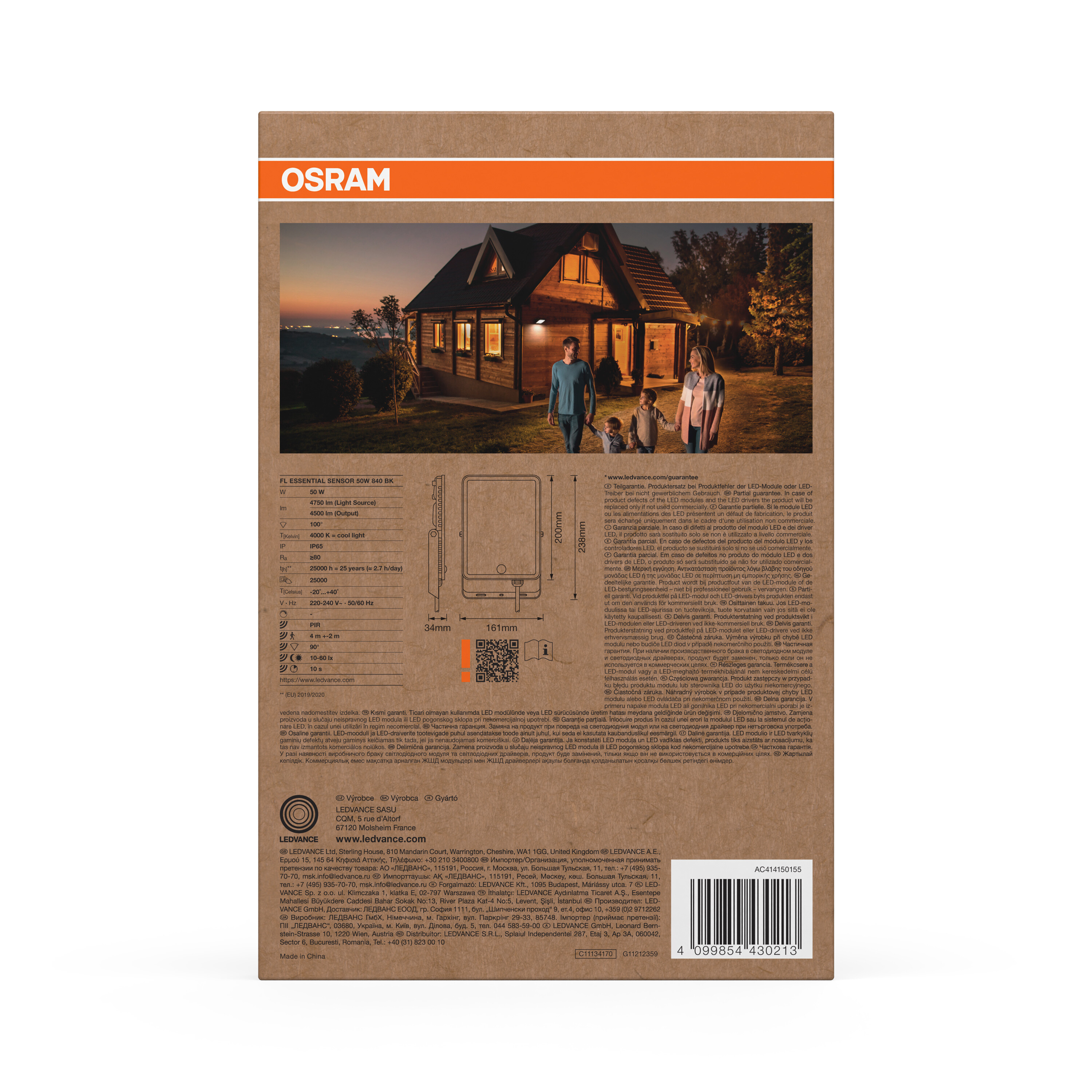 Osram Fluchtlicht Essential LED-Strahler, 50W, schwarz