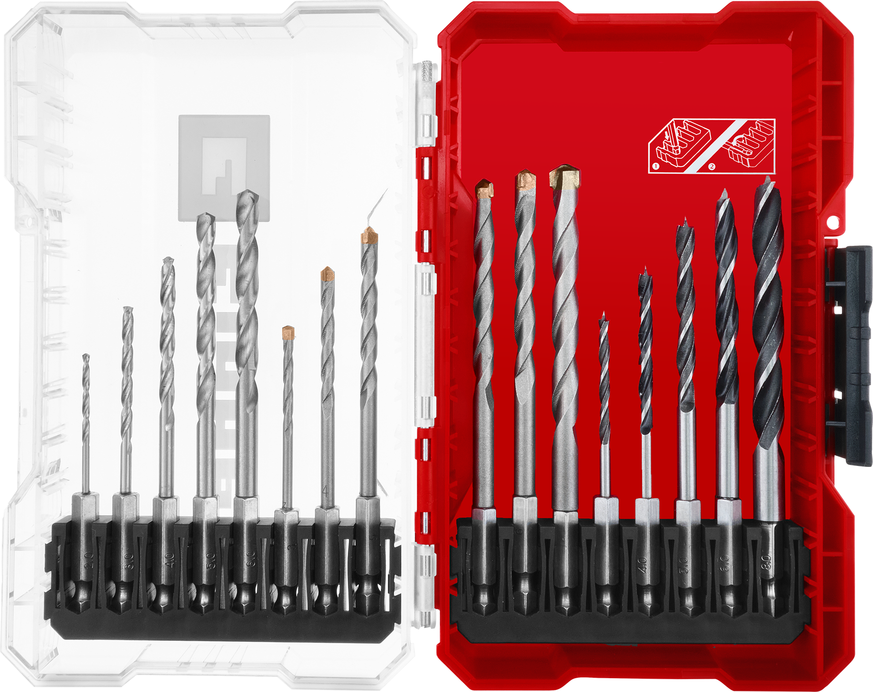 Einhell Bohrer-Set für Holz, Stein und Metall, M-CASE, 16-tlg. 