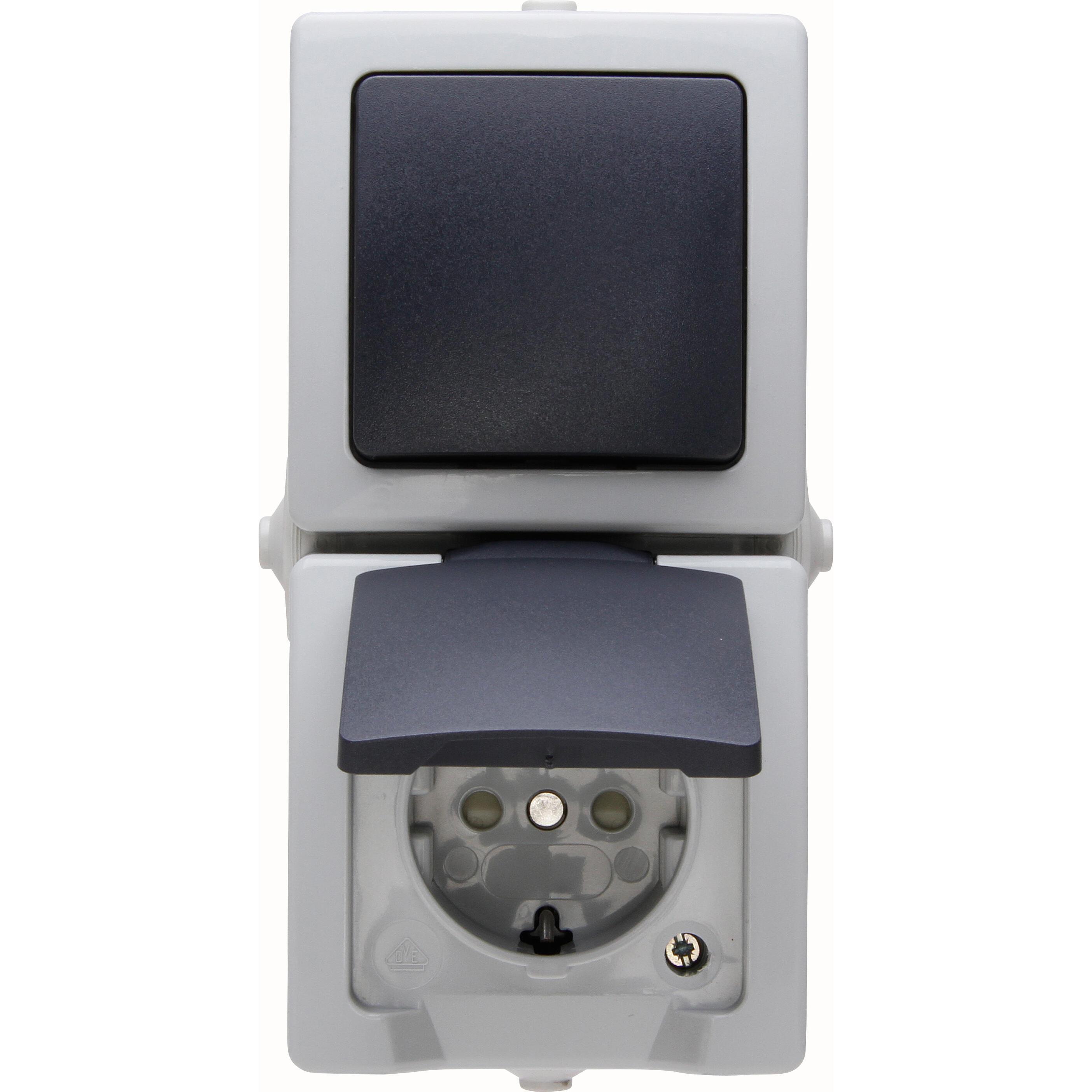 Kopp NAUTIC Aus-Wechselschalter senkrecht, grau Kopp NAUTIC Aus-Wechselschalter senkrecht, grau