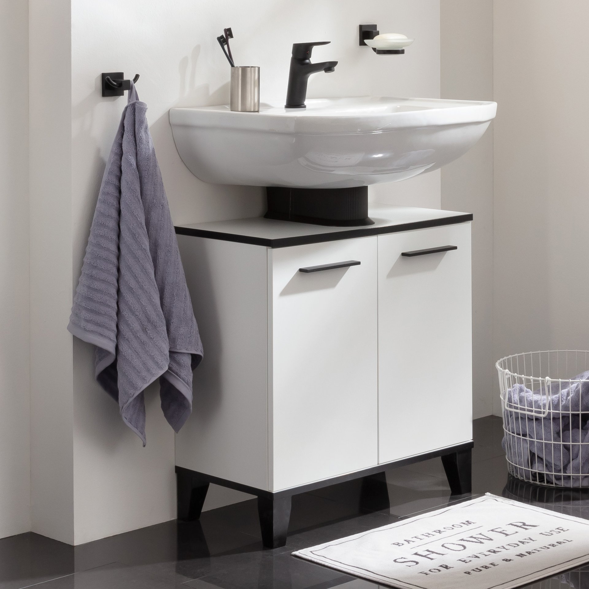 Fackelmann TE-A Beckenunterschrank, 602 x 632 x 320 mm, Weiß