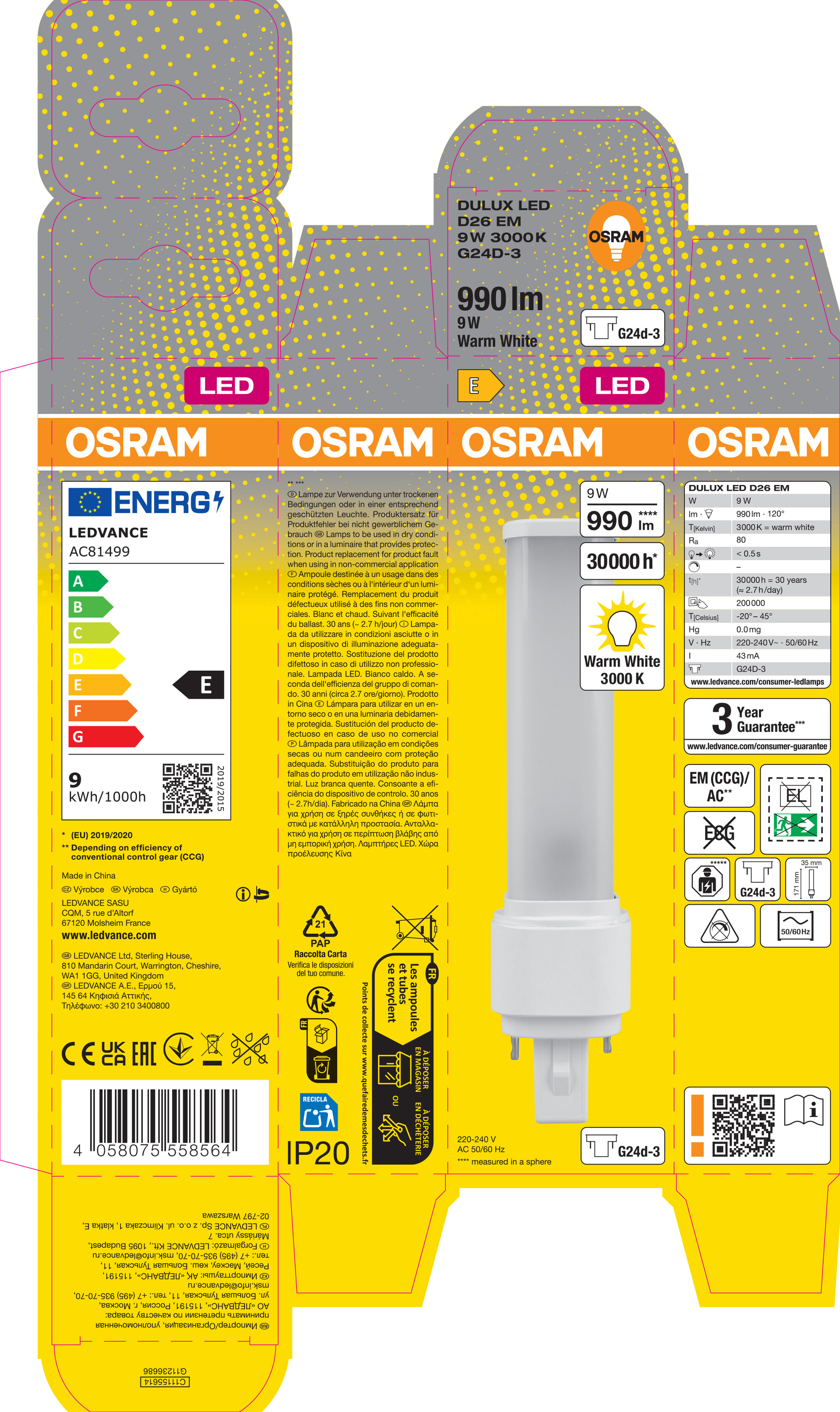 Osram DULUX LED Röhre 17,1 cm, warmweiß