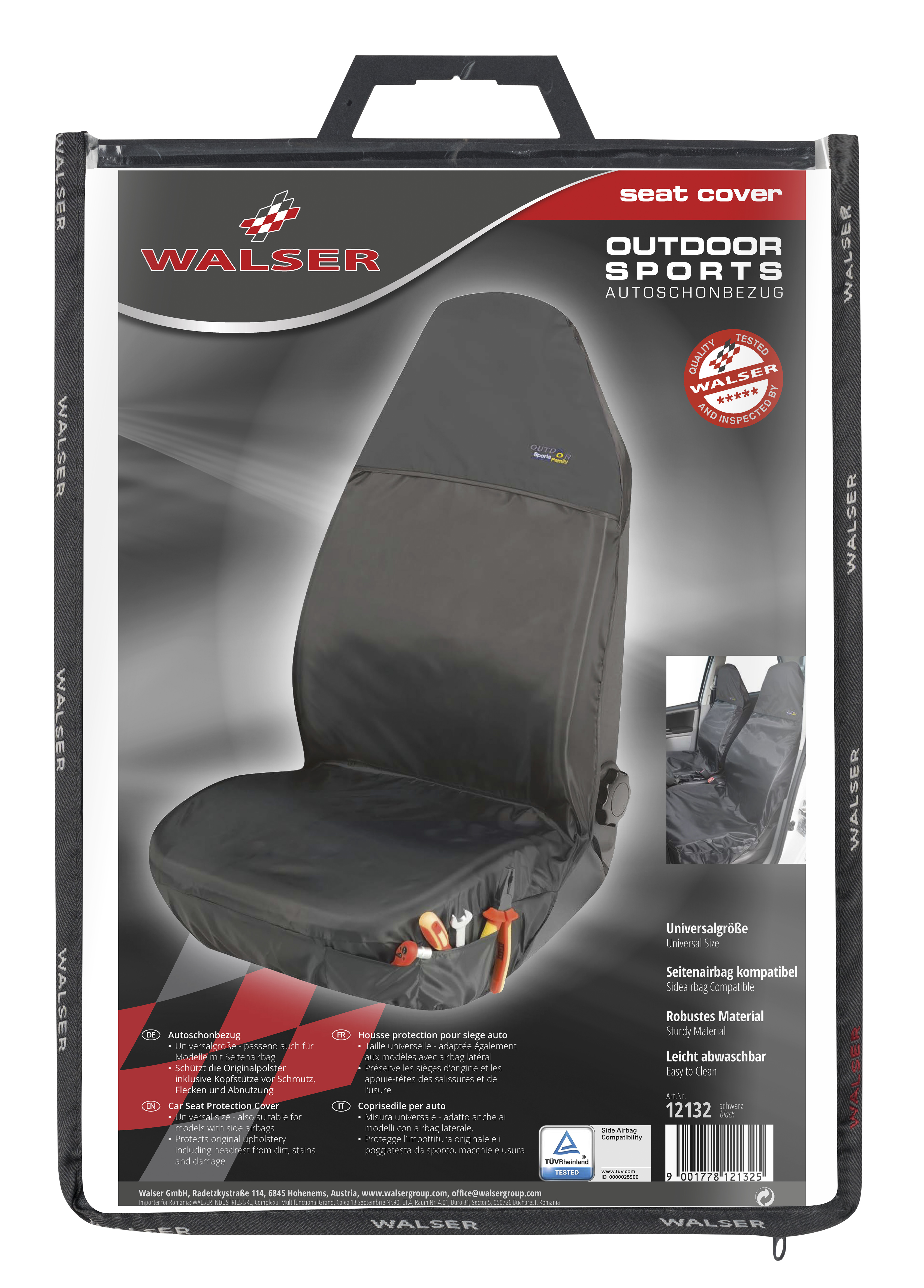 Walser Autositzbezug Outdoor Sports, schwarz 1VS 1-teilig