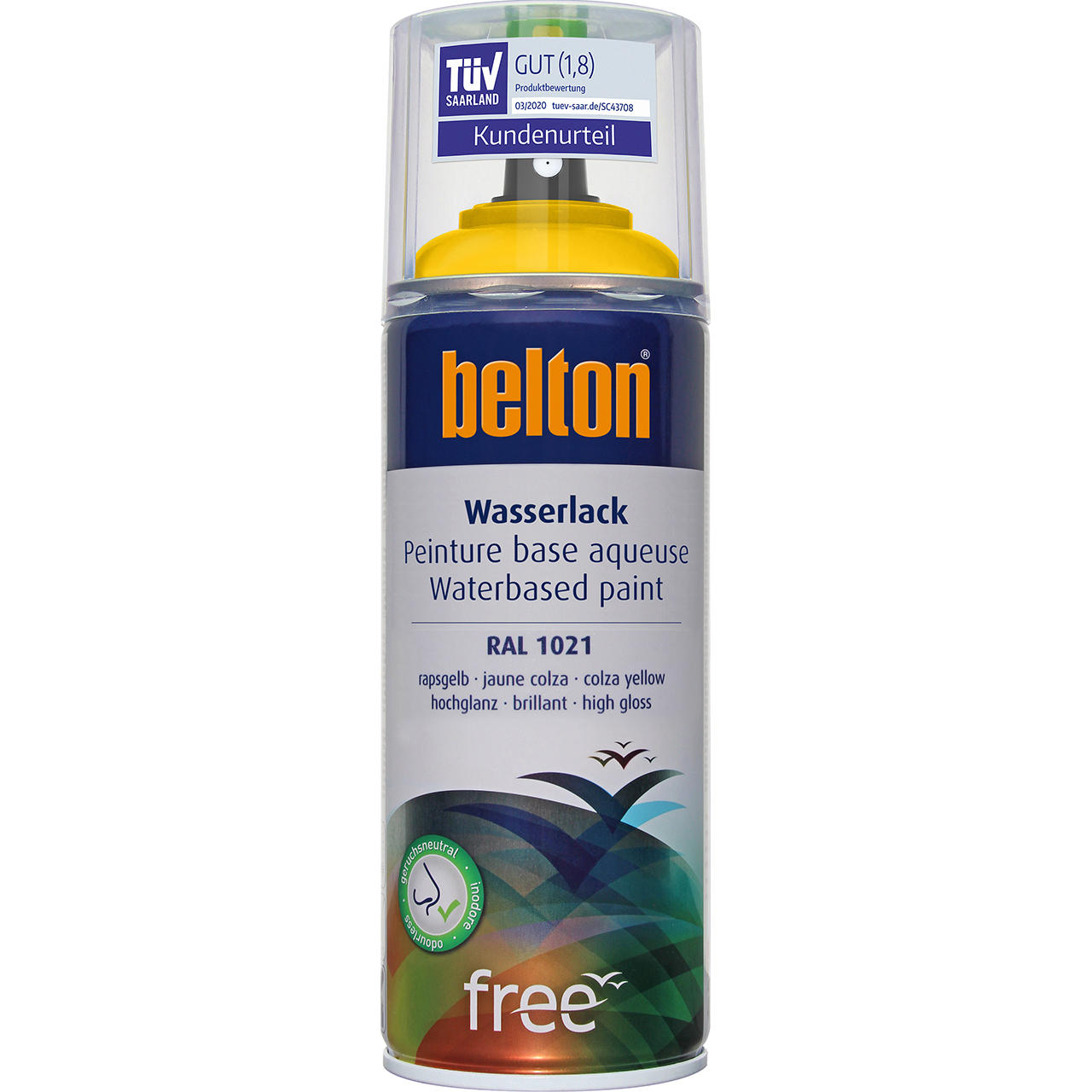 belton free Wasserlack rapsgelb hochglänzend, 400ml