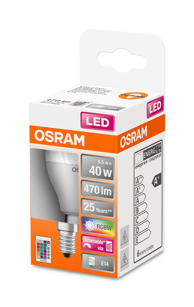 4058075430877_Packaging_image OSRAM LEUCHTMITTEL LED STAR+ RGBWFR 40 DIMMABLE 5,5W/82