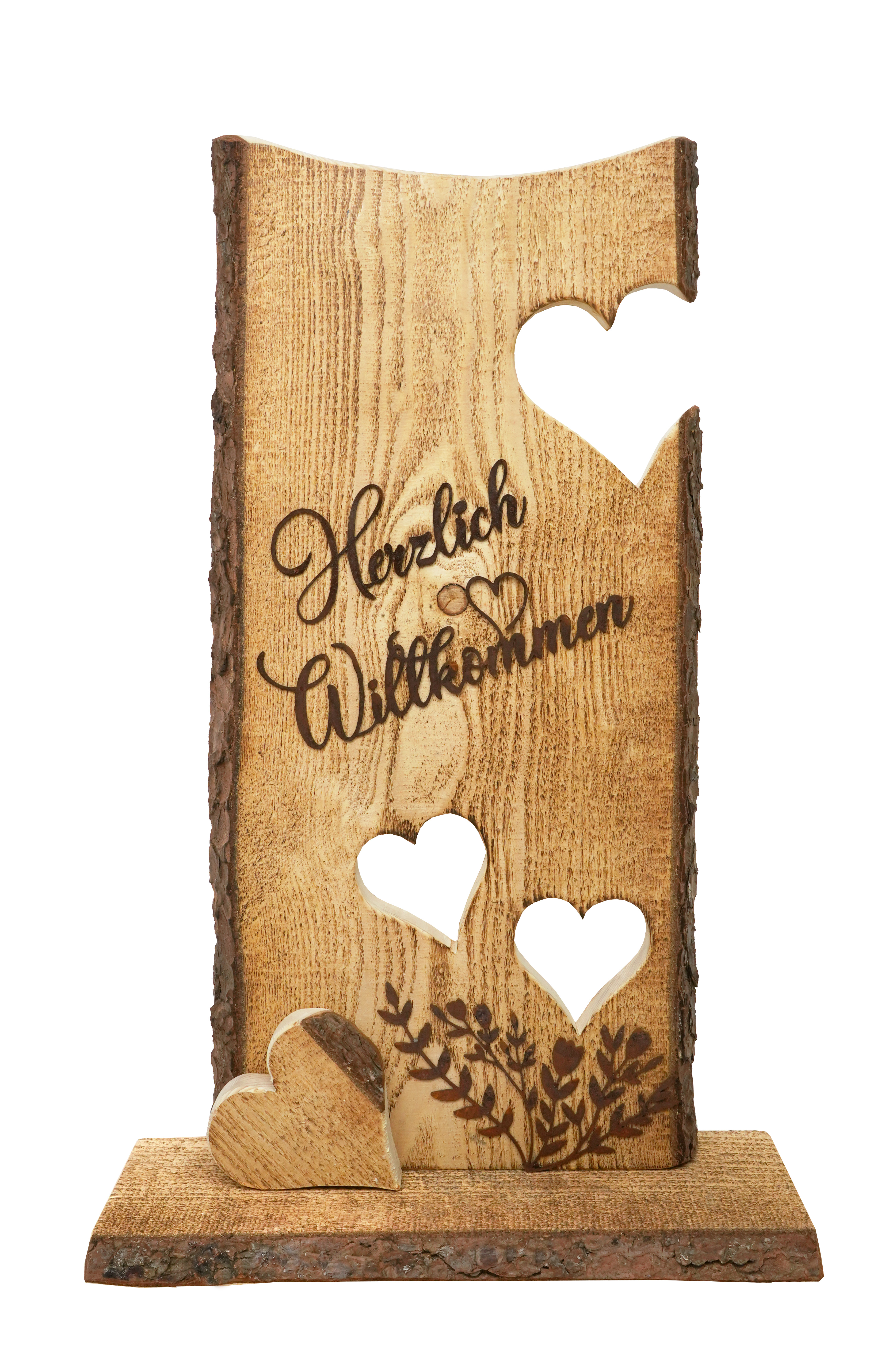 Badeko Holzständer Doppelherz -Willkommen- Badeko Holzständer Doppelherz -Willkommen-