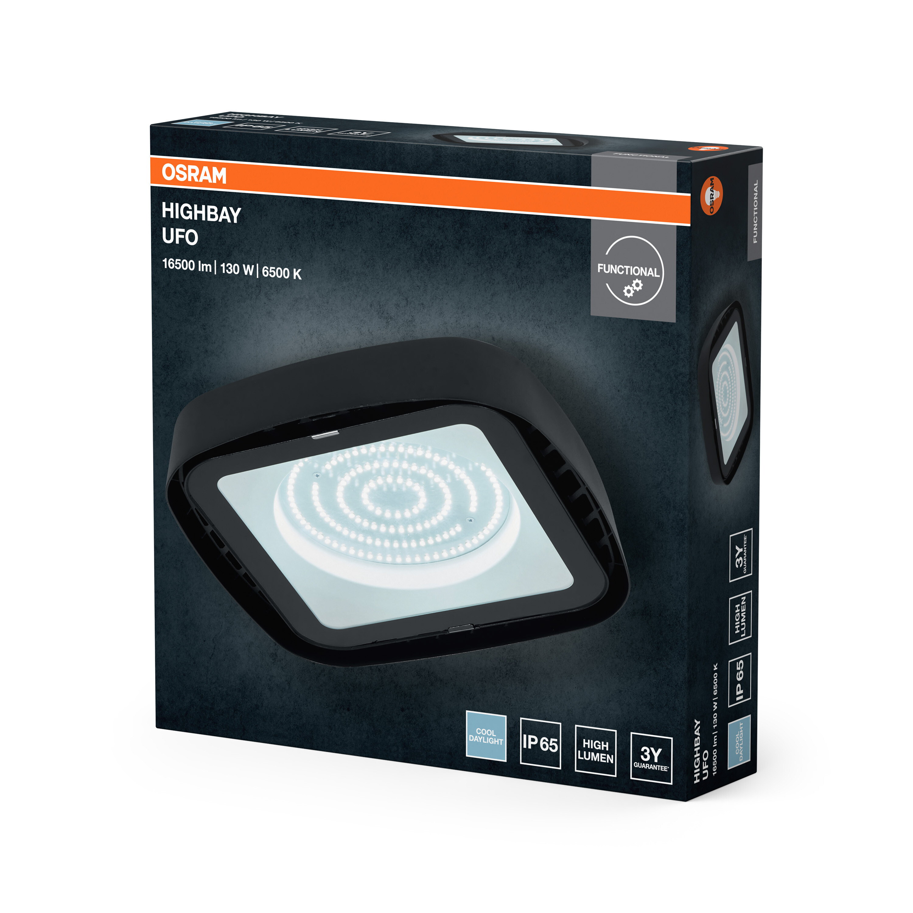 Osram Highbay Ufo Deckenleuchte, 130W, IP65, schwarz