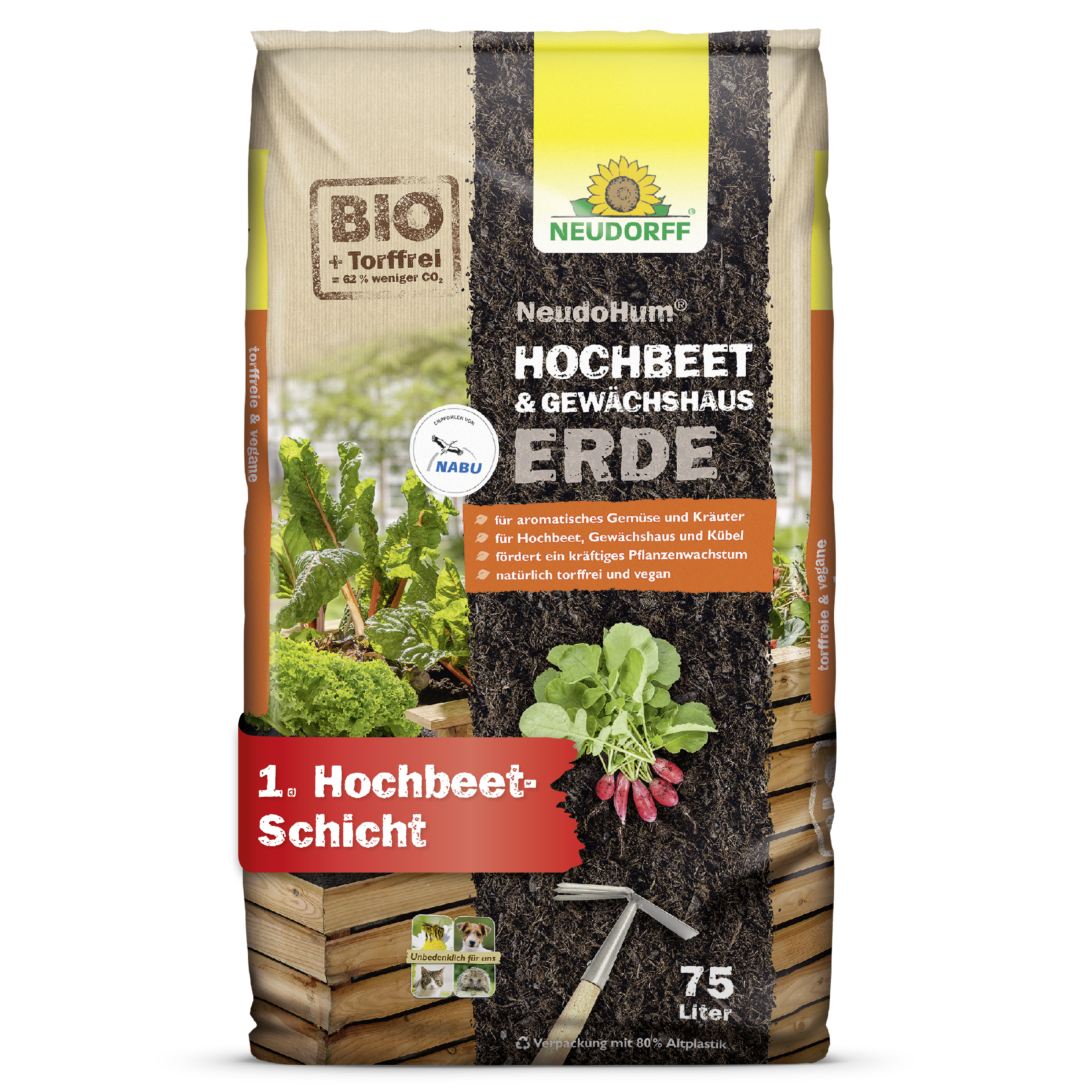 Neudorff NeudoHum Hochbeet- und GewächshausErde, 75 l