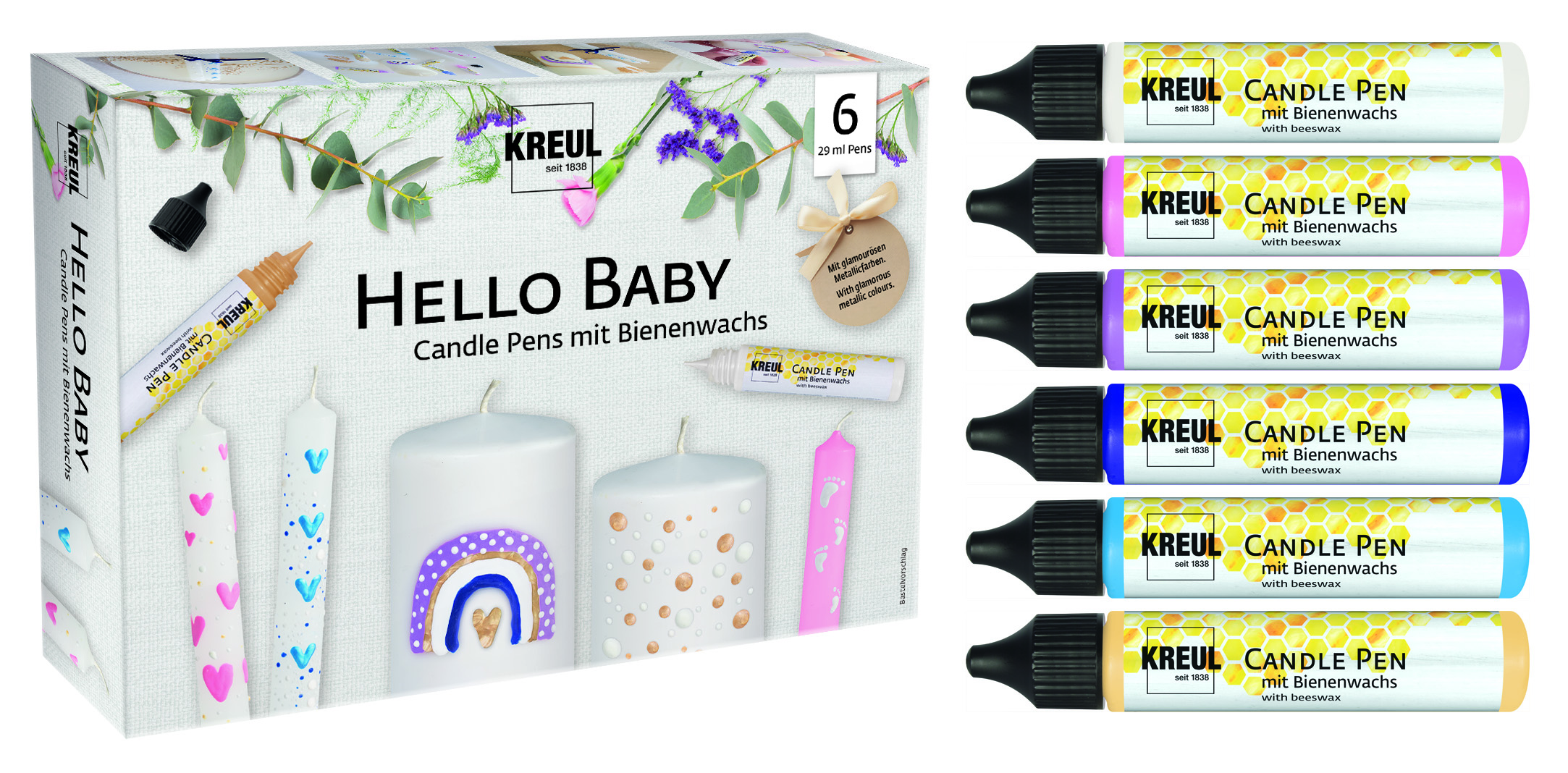 Kreul Candle Pen 6er-Set, Hello Baby Kreul Candle Pen 6er-Set, Hello Baby