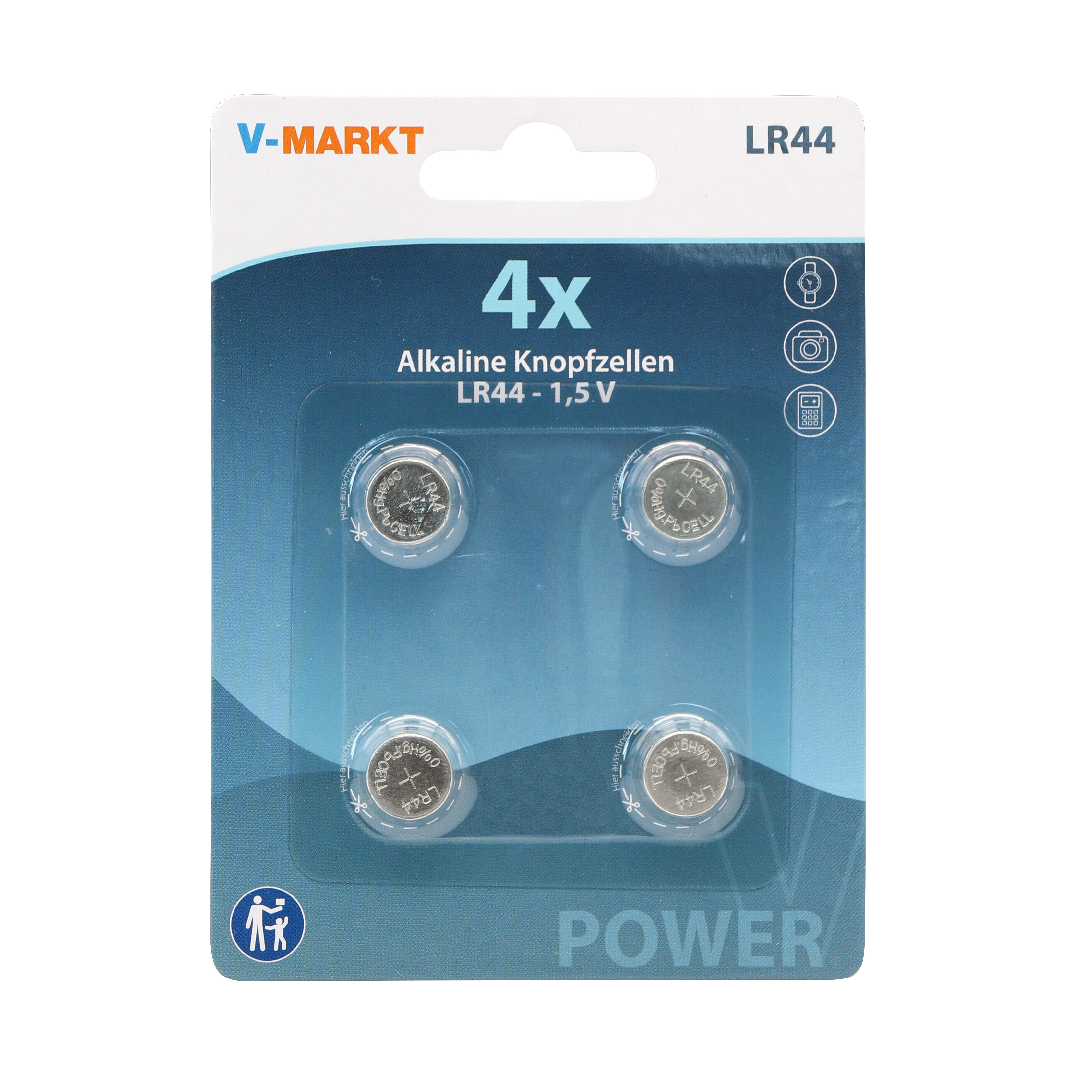 V-Markt Knopfzellen LR 44, 4 Stück V-Markt Knopfzellen LR 44, 4 Stück