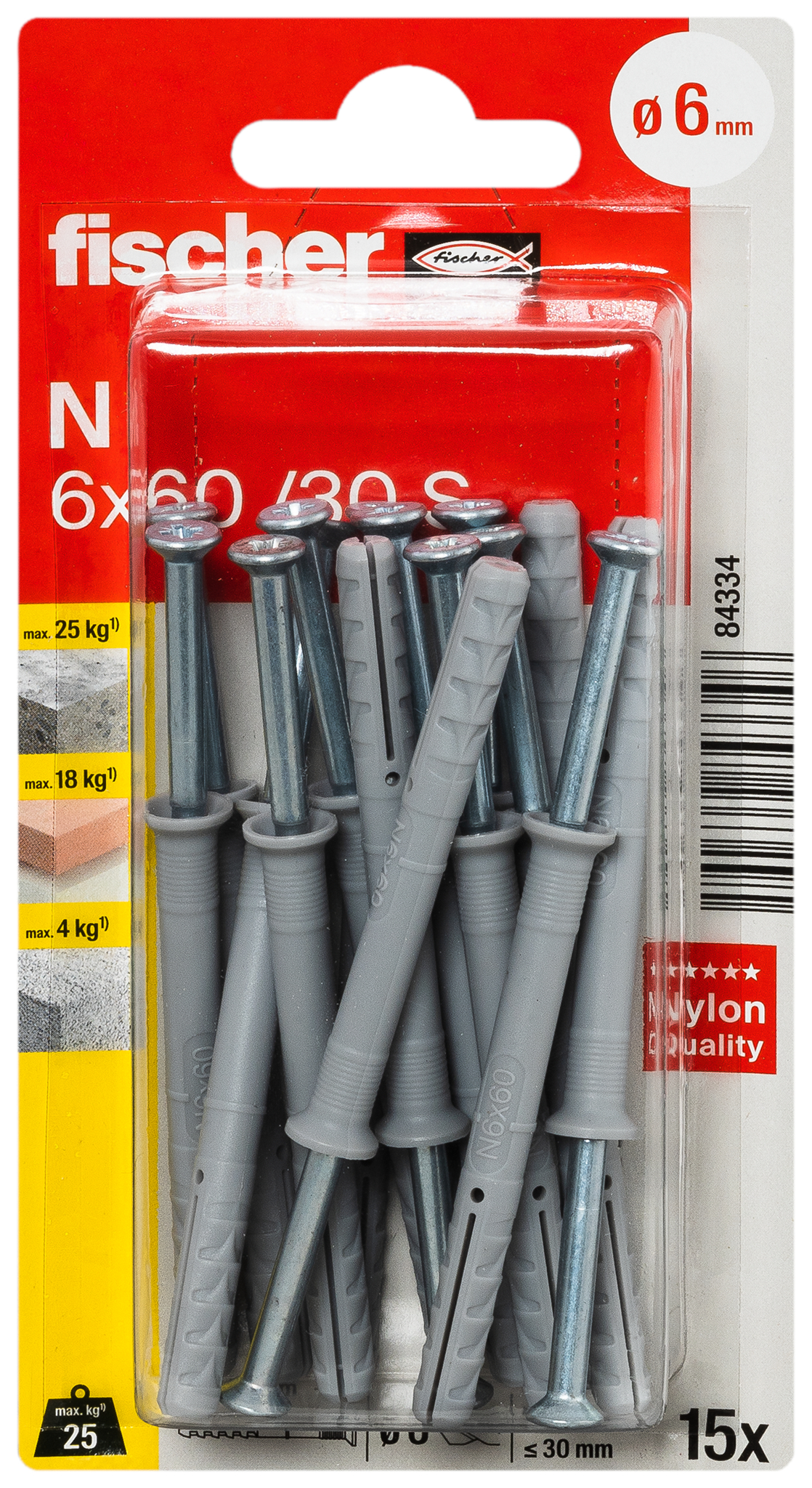fischer Nageldübel N 6 x 60/30 S K (15)