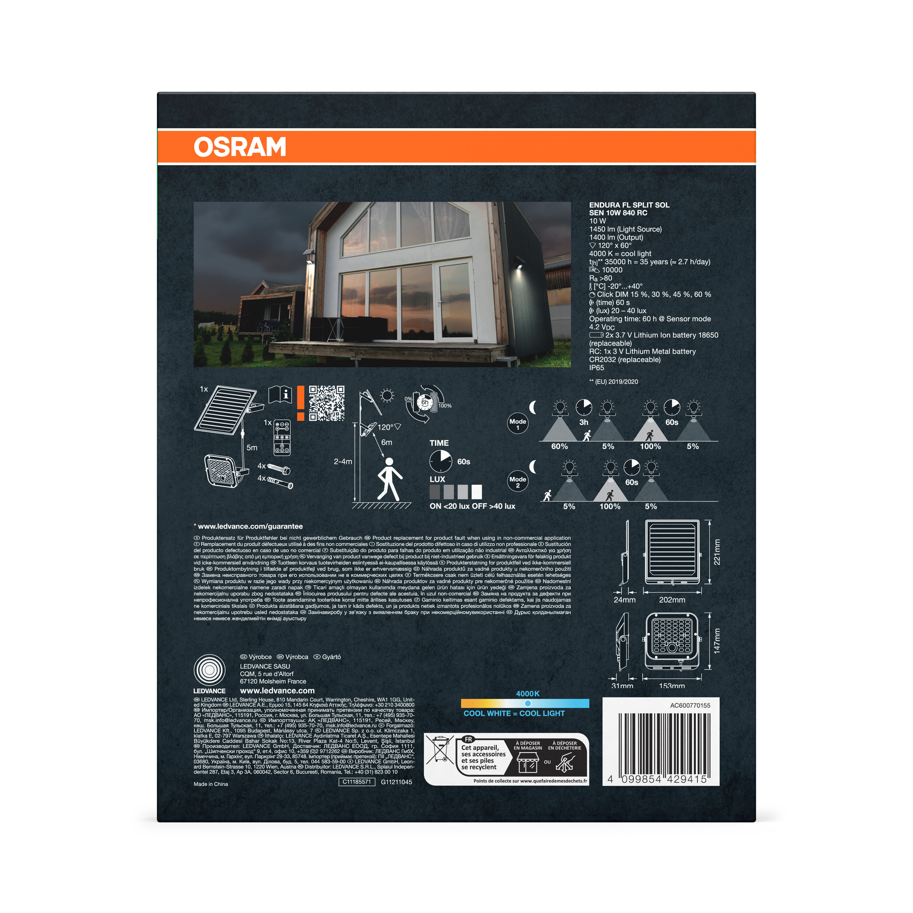 Osram LED-Solar-Außenleuchte Endura, schwarz, 10W