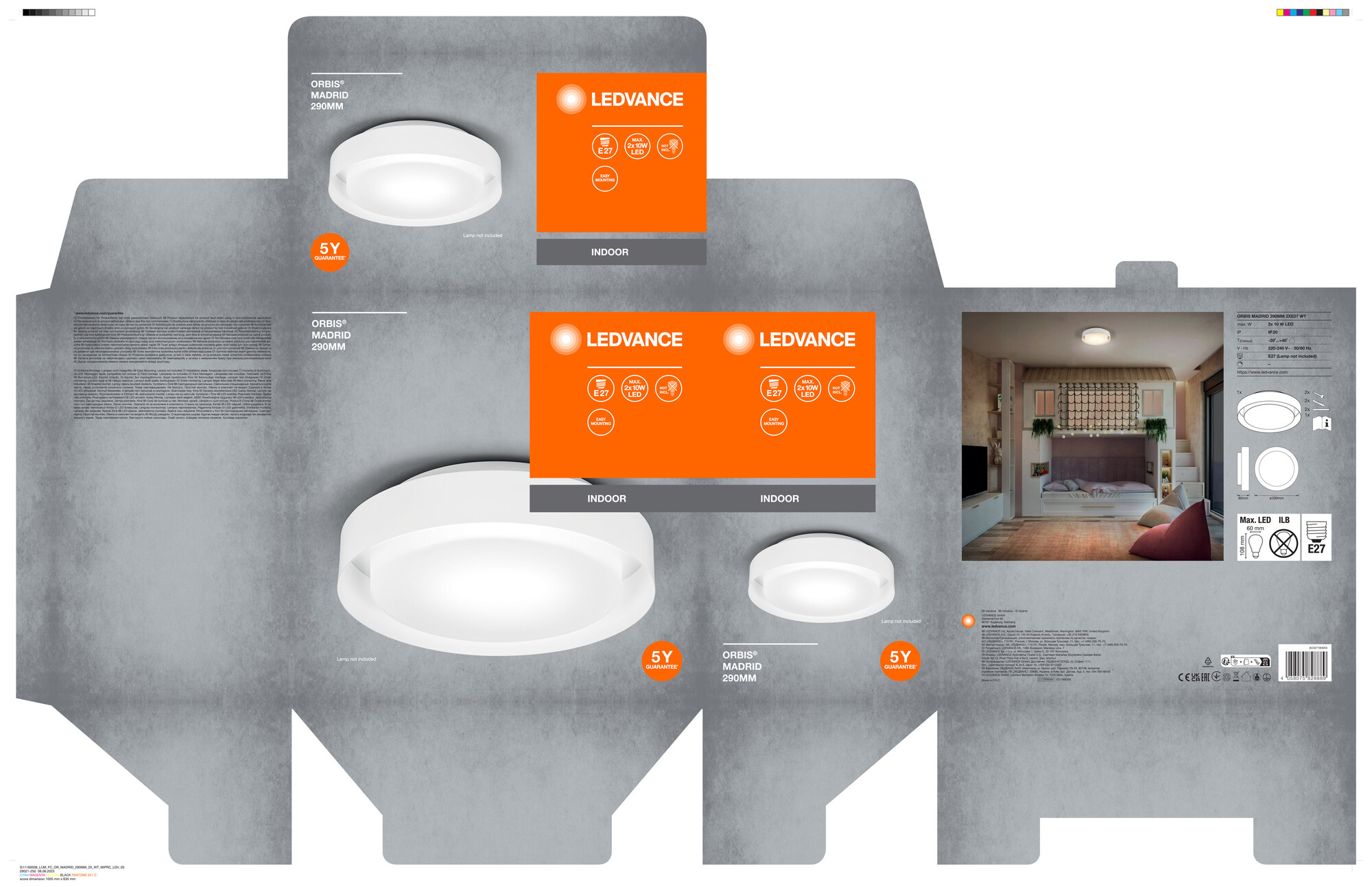 Ledvance ORBIS Deckenleuchte Madrid 290 mm, weiß, E27