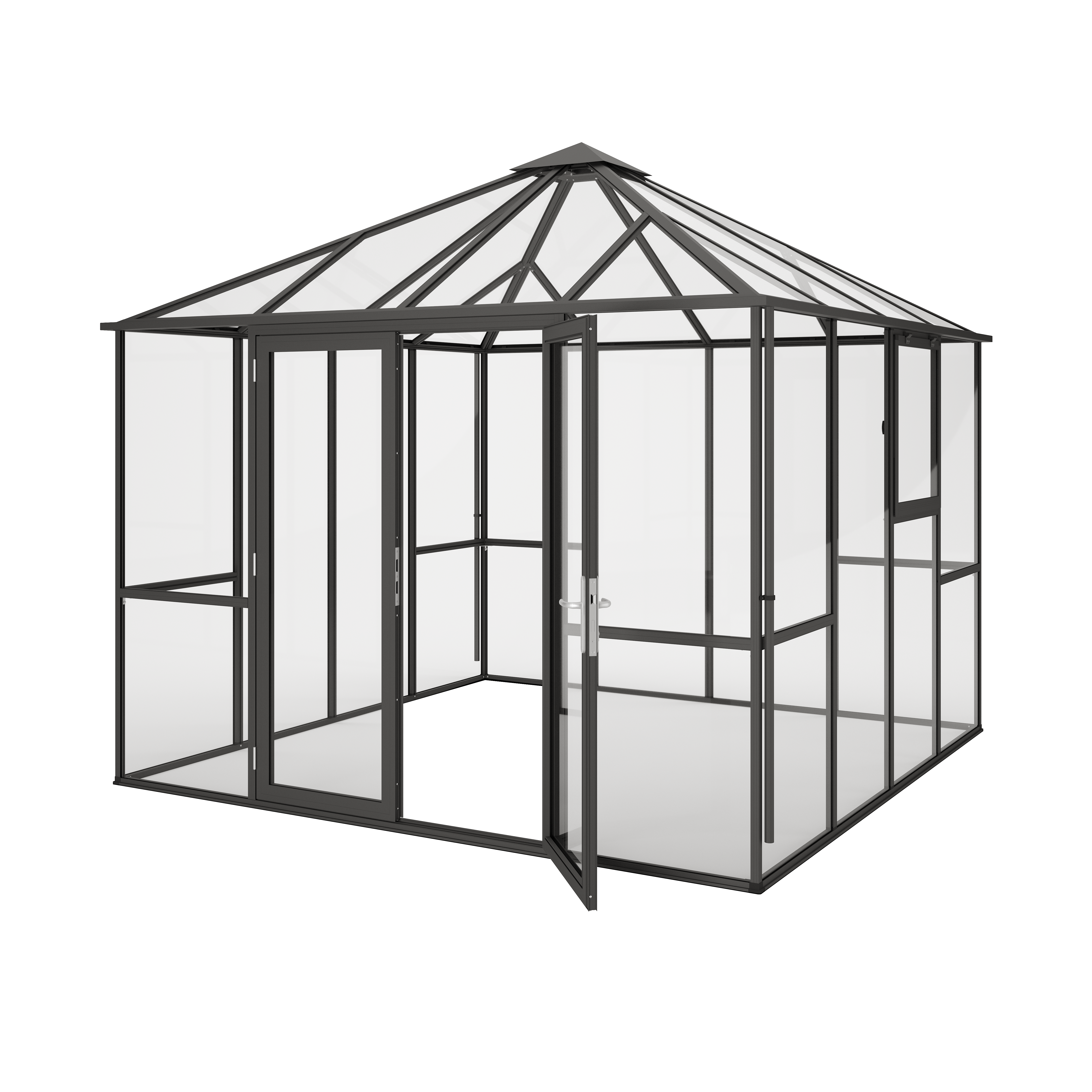 KGT GWH-Pavillon "PaviLux", 3 x 3 m, anthrazit-grau, ESG + HKP