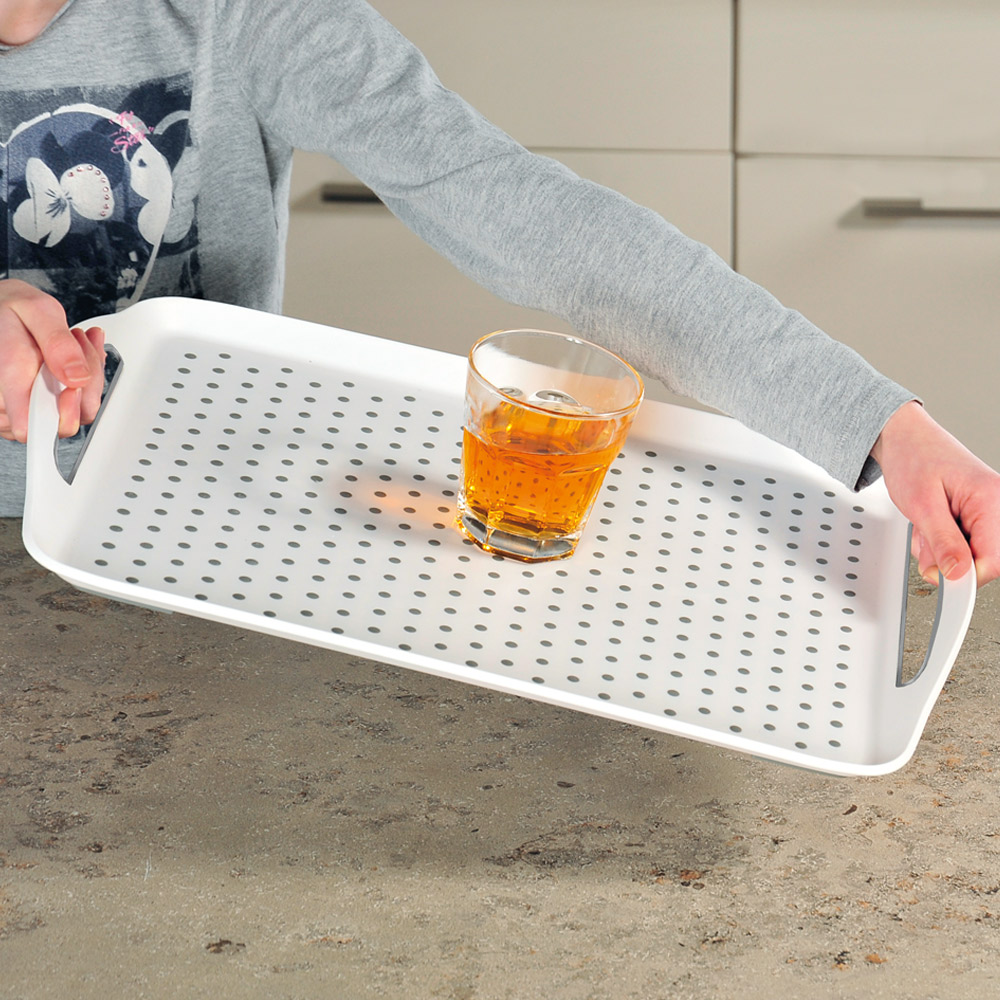 Kesper Serviertablett, rutschfest, PP-Kunststoff, weiß, 45,5 x 32 x 4,5 cm Kesper Serviertablett, rutschfest, PP-Kunststoff, weiß, 45,5 x 32 x 4,5 cm