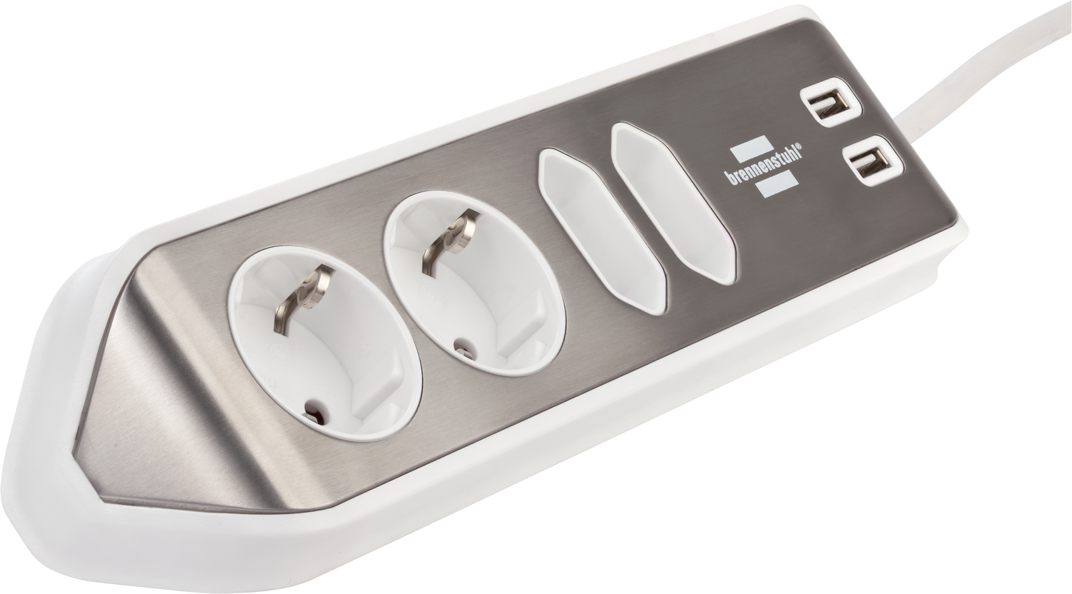 brennenstuhl®estilo Ecksteckdosenleiste 4-fach, silber/weiß
