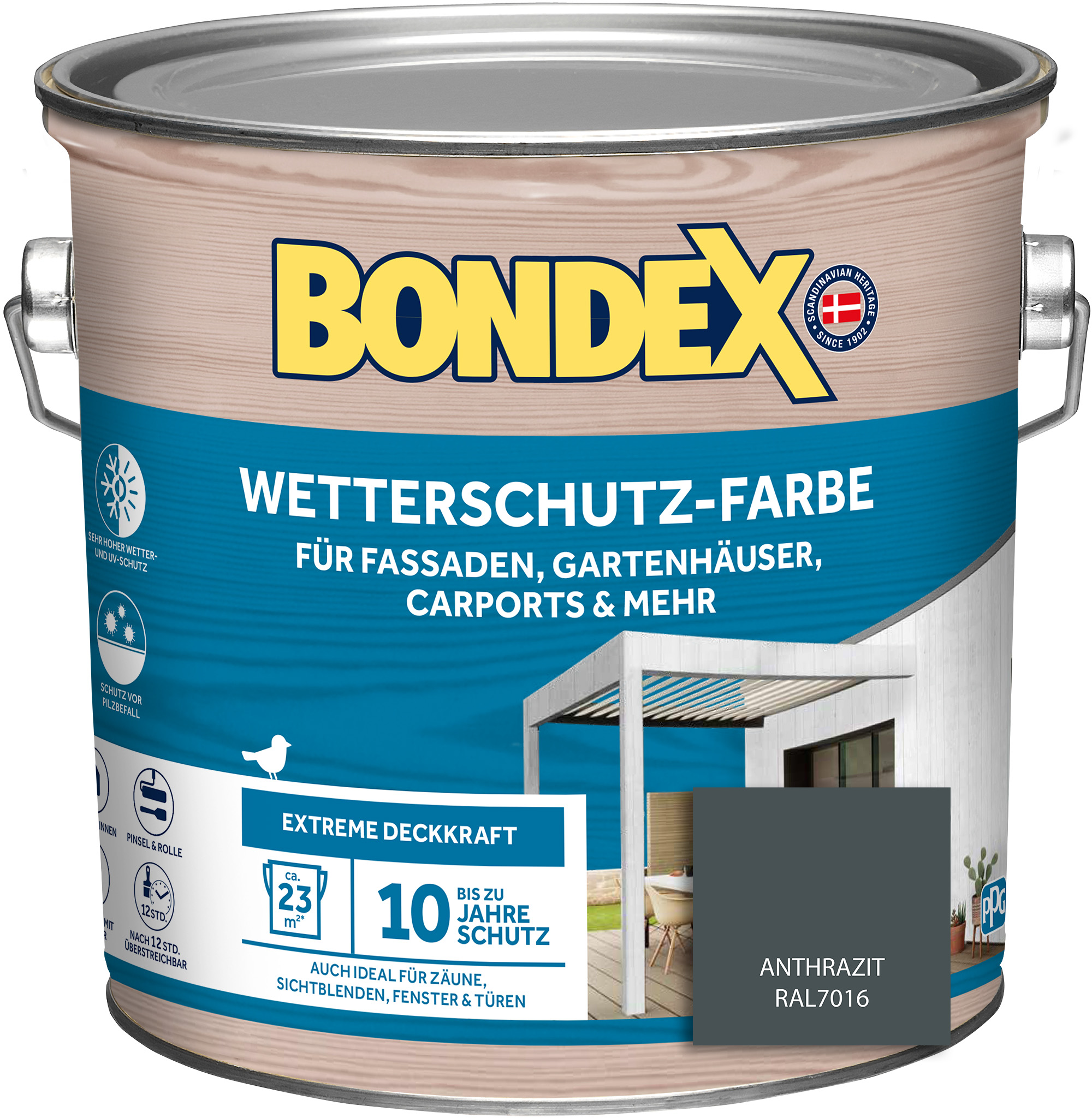 Bondex Wetterschutz-Farbe, anthrazit, 2,5 l Bondex Wetterschutz-Farbe, anthrazit, 2,5 l