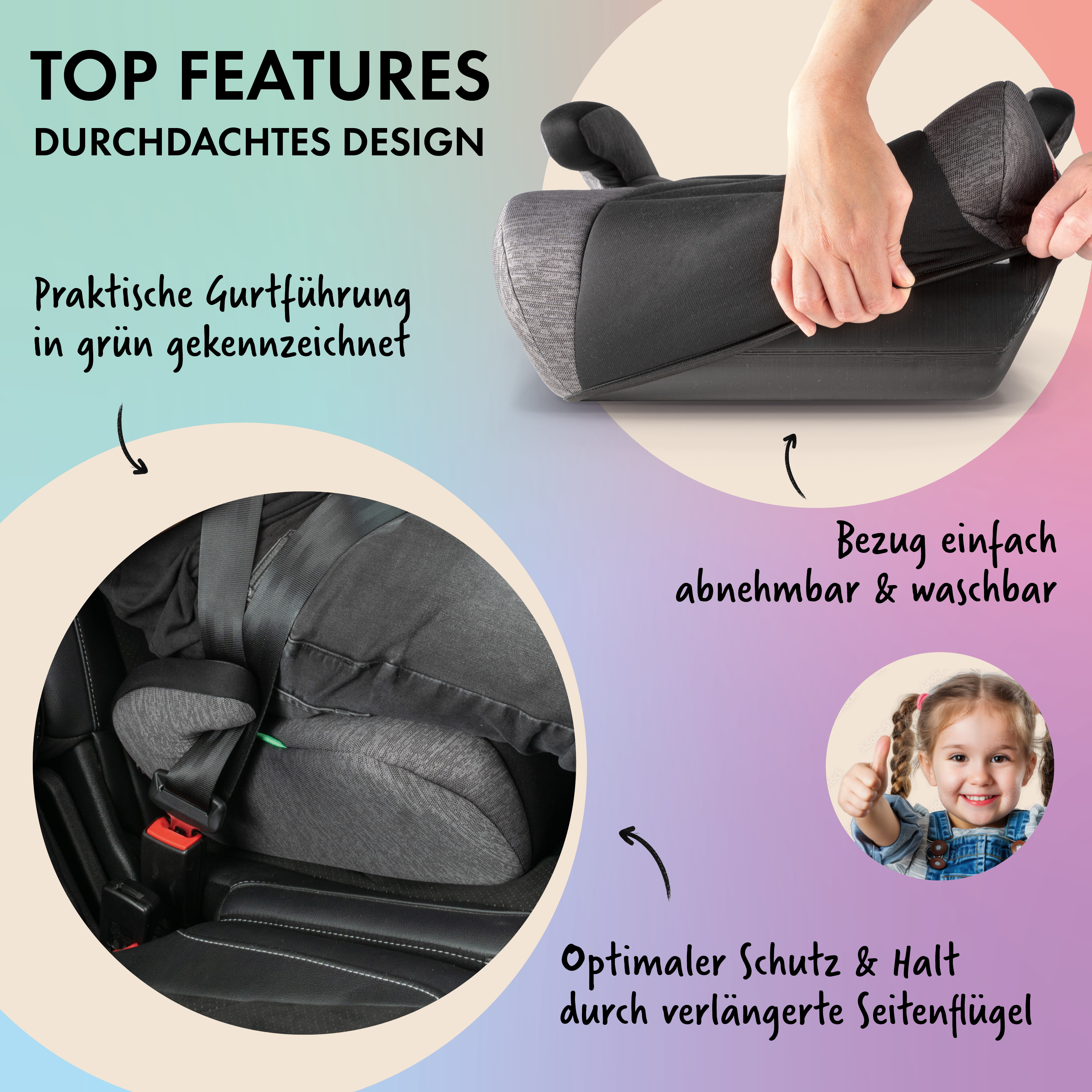 CarComfort Kindersitzerhöhung Raffi, schwarz/grau