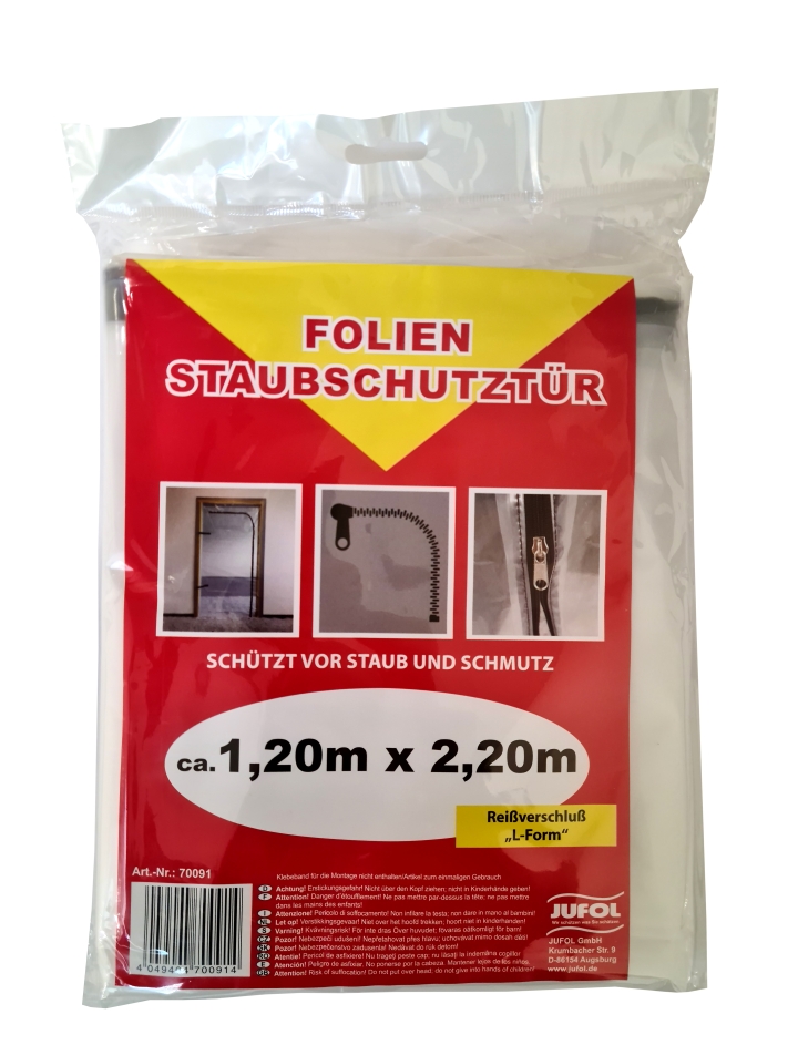 382231-Folienstaubschutzt-r-L-Form Jufol Staubschutztür L-Form 1,20m x 2,20m