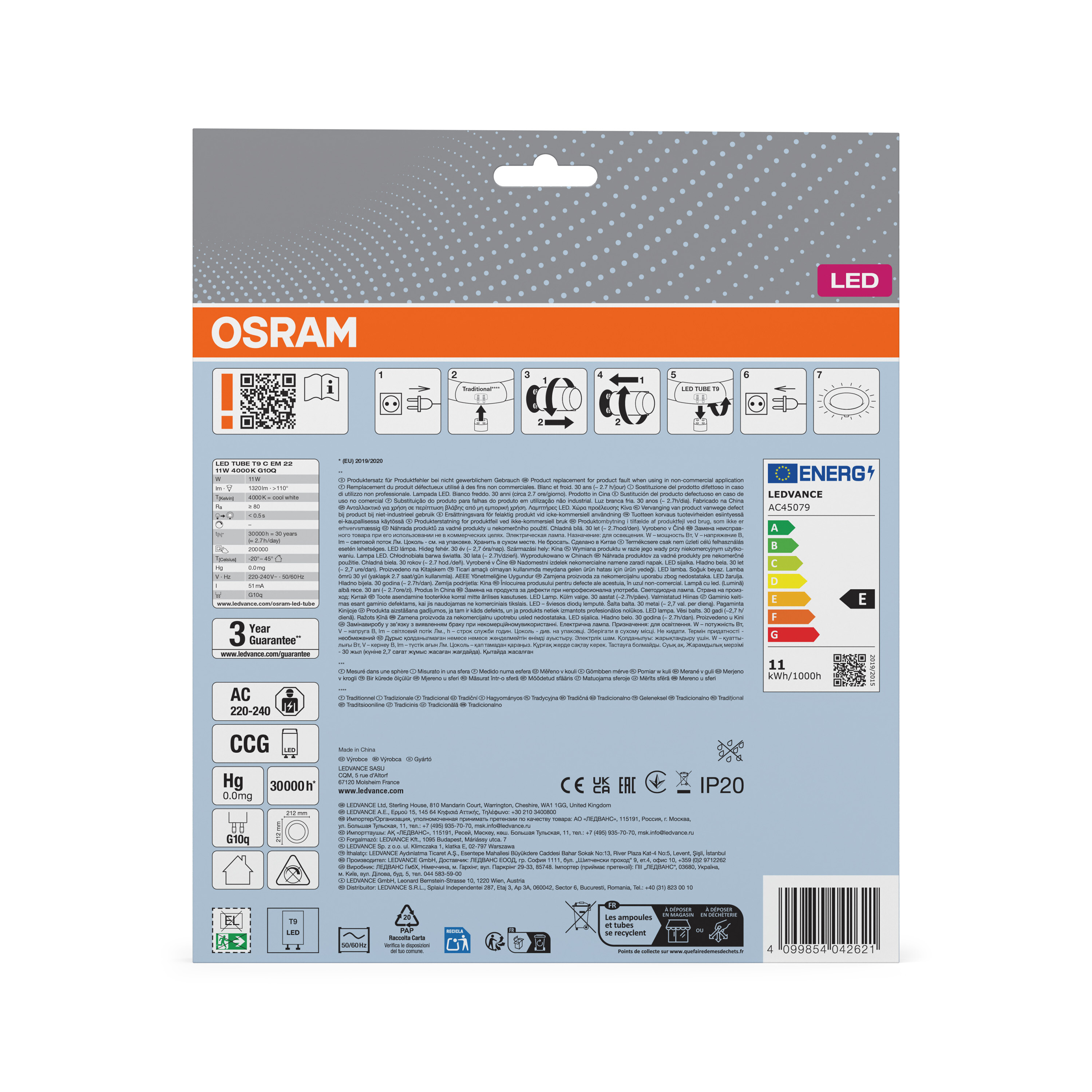 Osram LED Röhre T9C EM 22, 11W, Kaltweiß