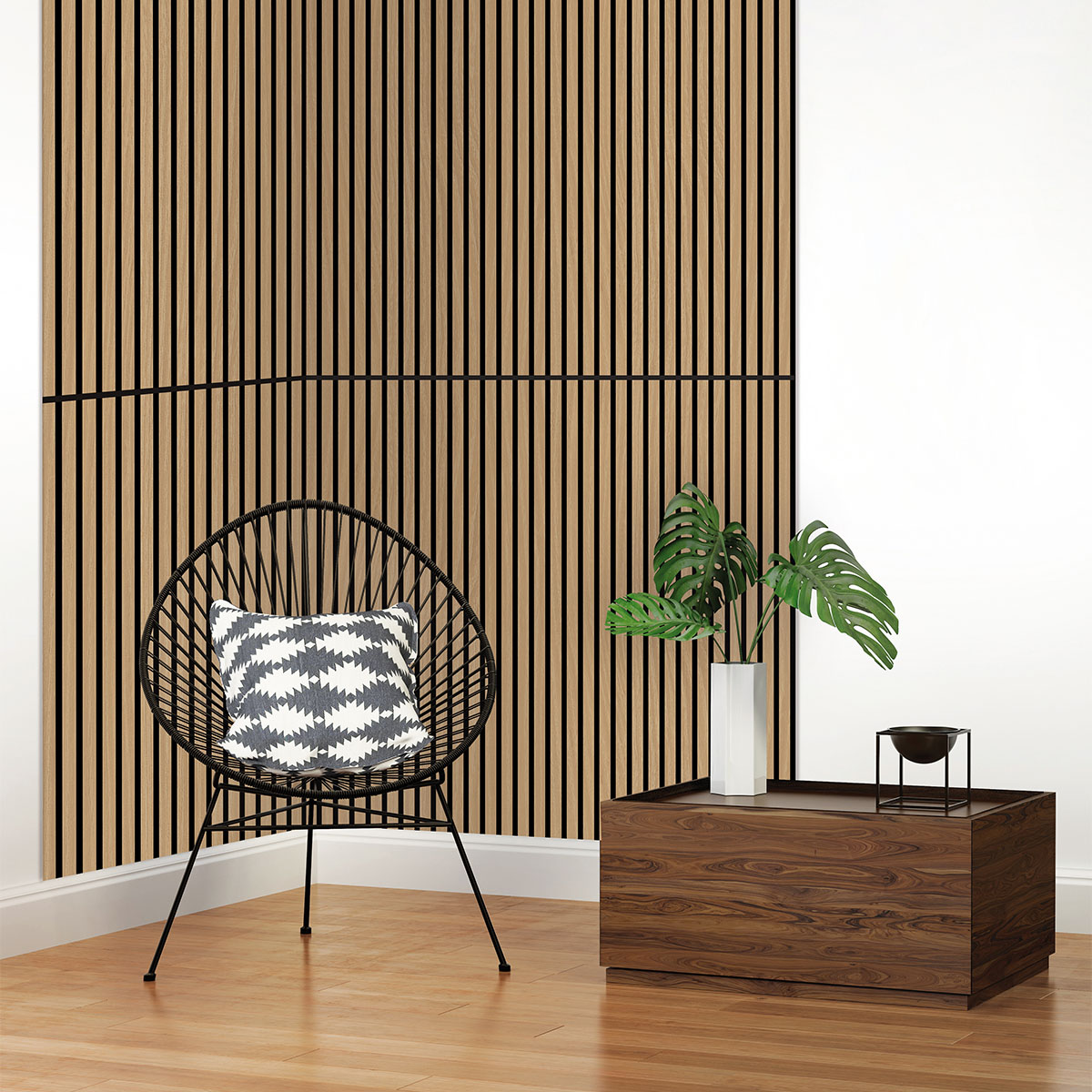 Jangal Wandpaneel Solid Teak MDF Furnier, 1206 x 800 x 22 mm