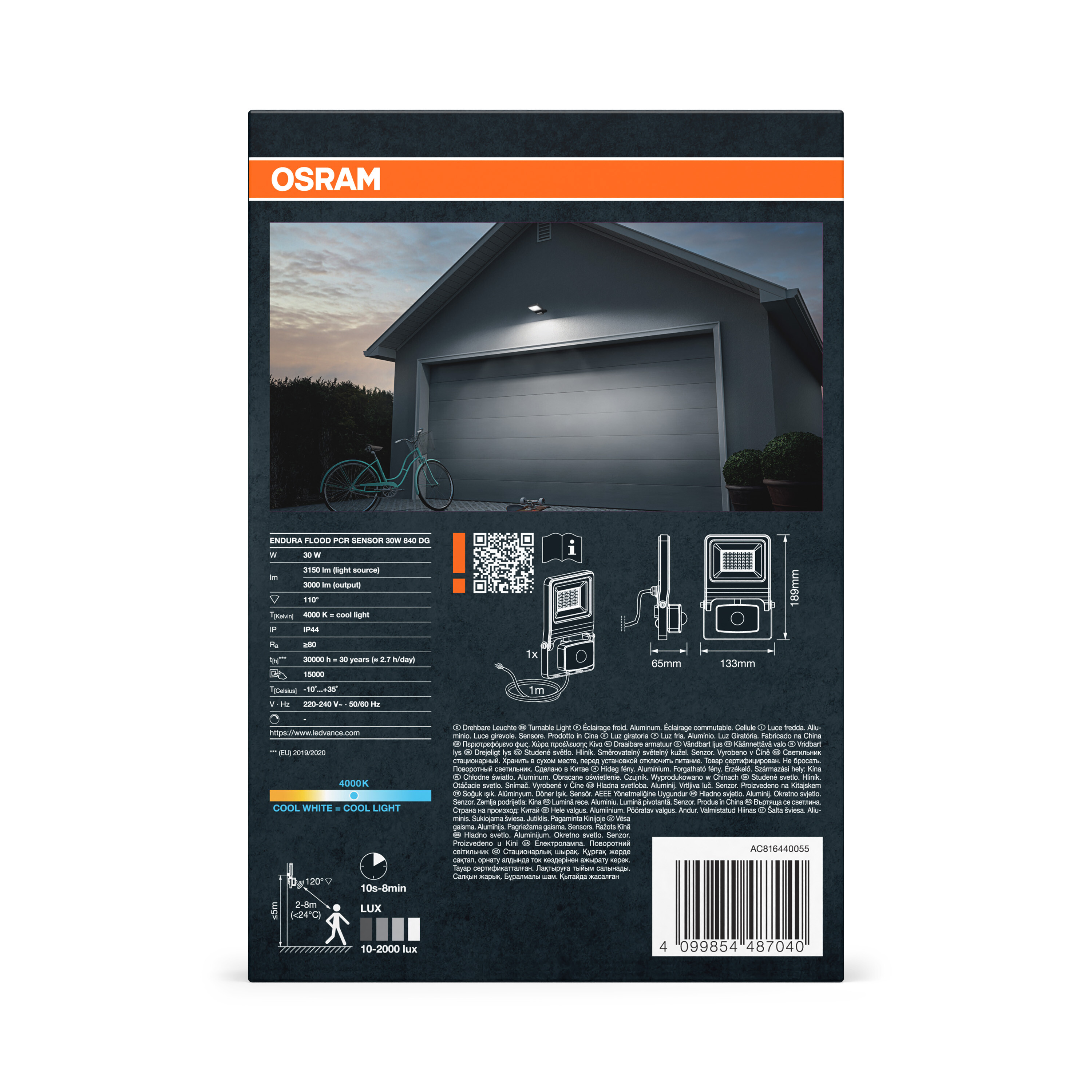 Osram LED Strahler mit Sensor, 30W, Kaltweiß