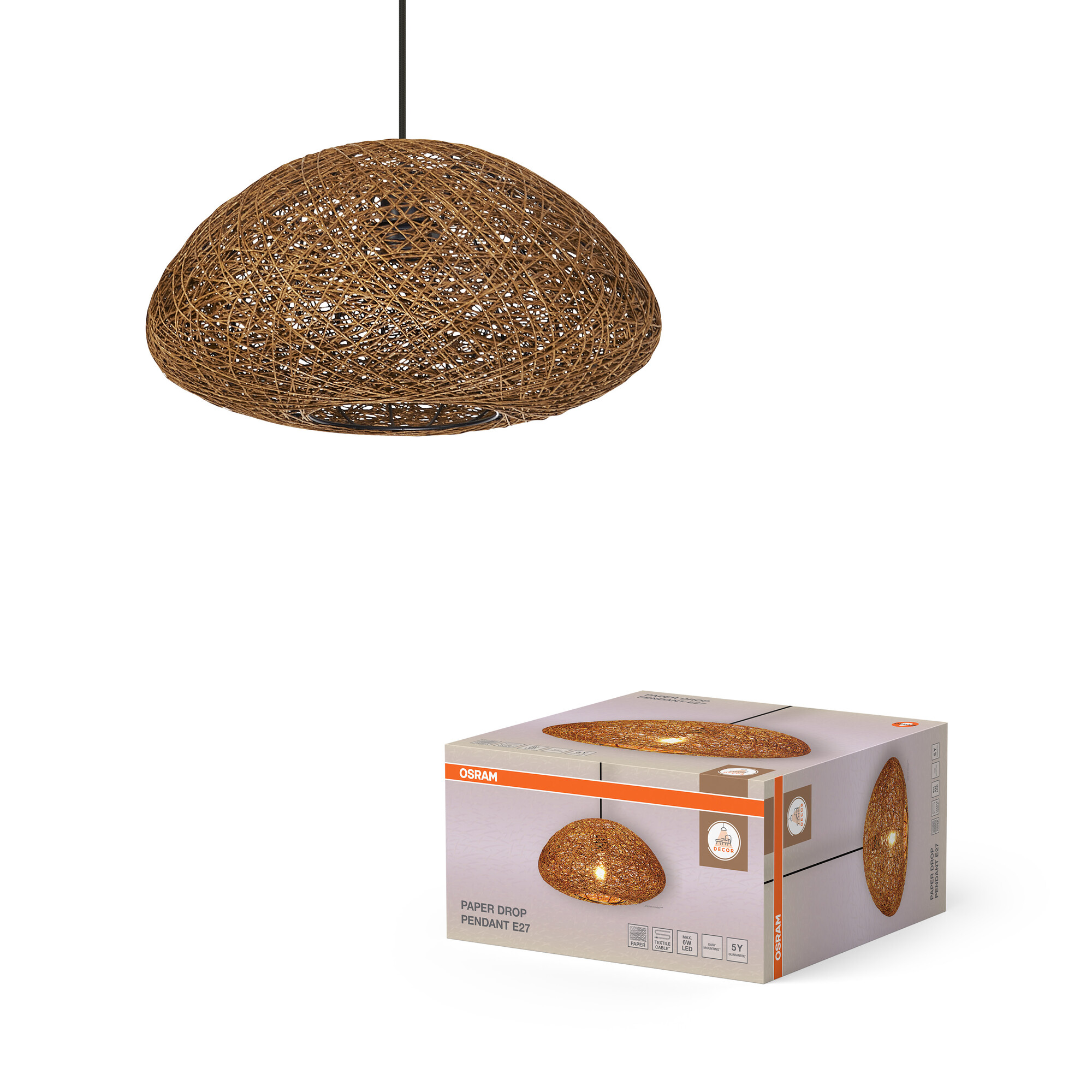 Osram Decor Pendelleuchte Pendant, 1xE27, schwarz