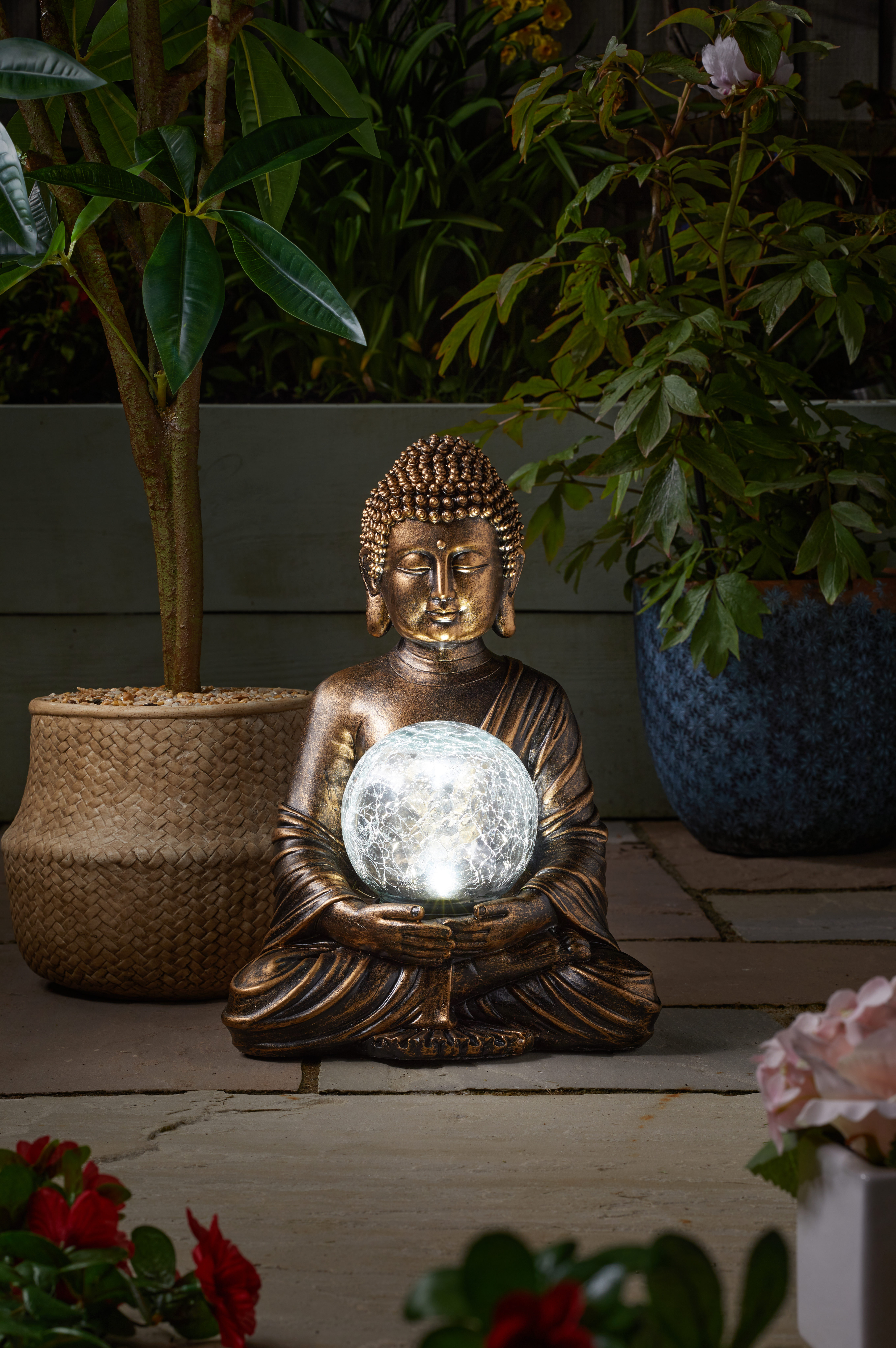 Smart Garden Buddha mit Bruchglassolarkugel Smart Smart Garden Buddha mit Bruchglassolarkugel Smart