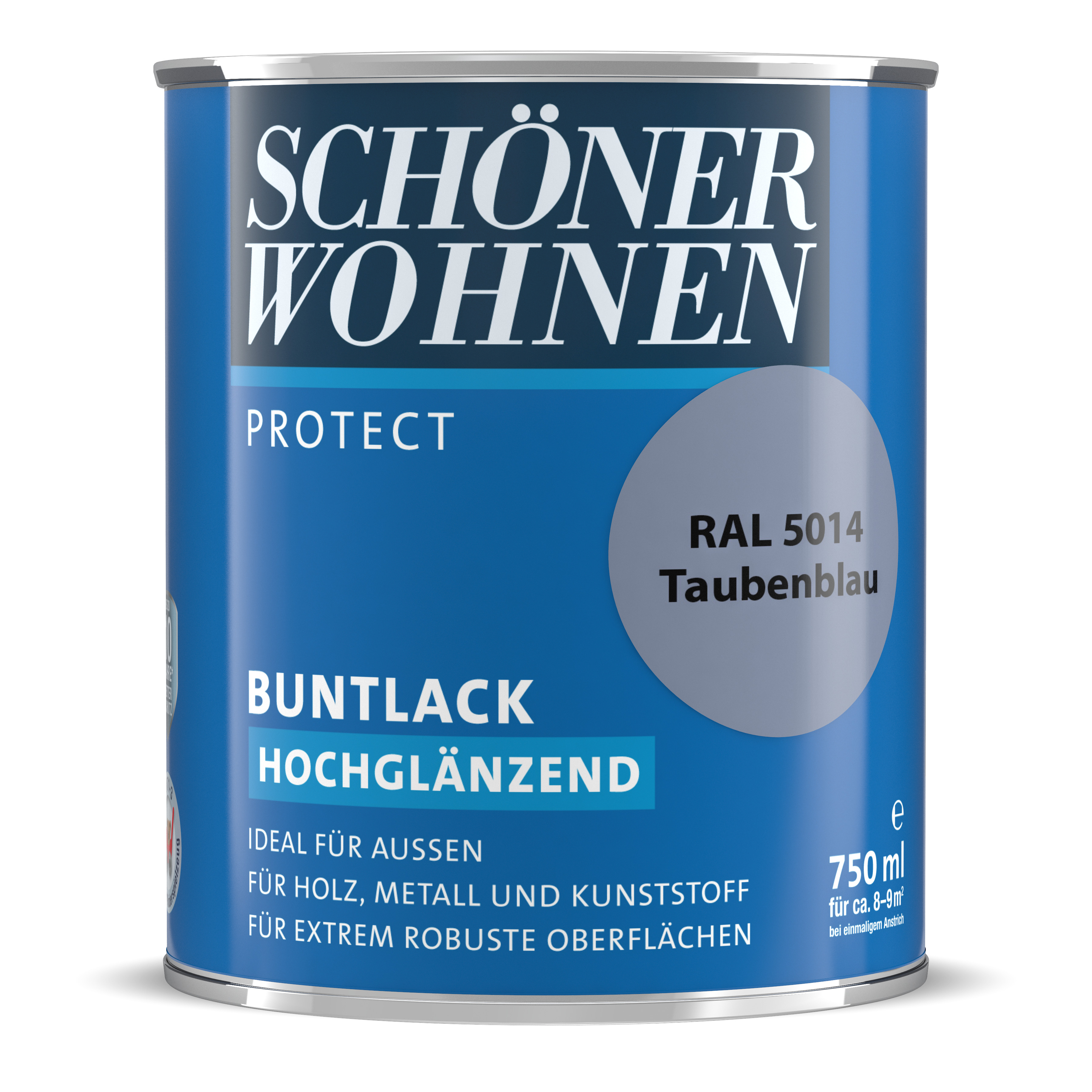 Schöner Wohnen Protect Buntlack, hochglänzend, taubenblau