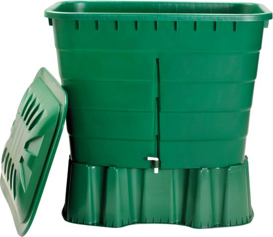 413121-6 REGENTONNE ECKIG 520L GRÜN KOMPLETT GRAF