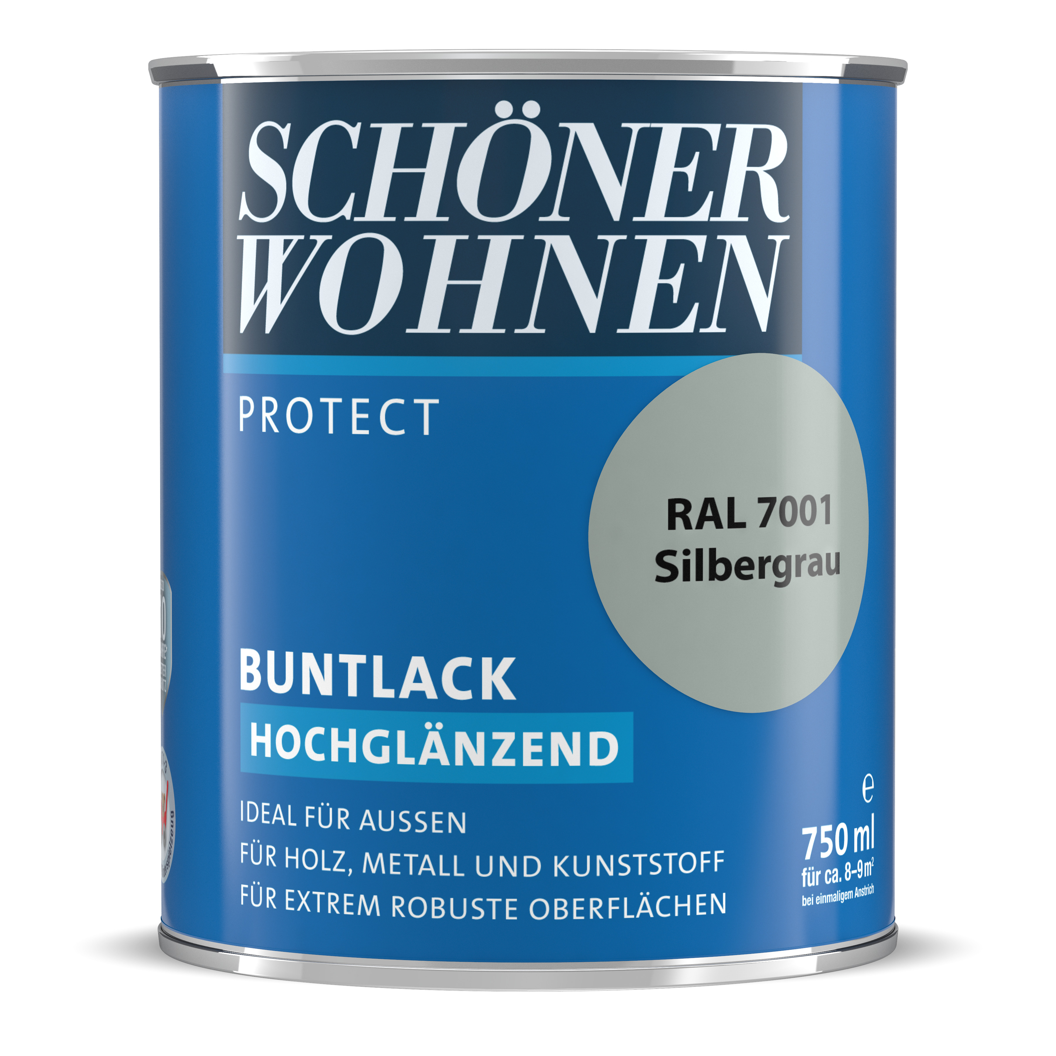 SW_2434-0750-7001 Schöner Wohnen Protect Buntlack, hochglänzend, silbergrau