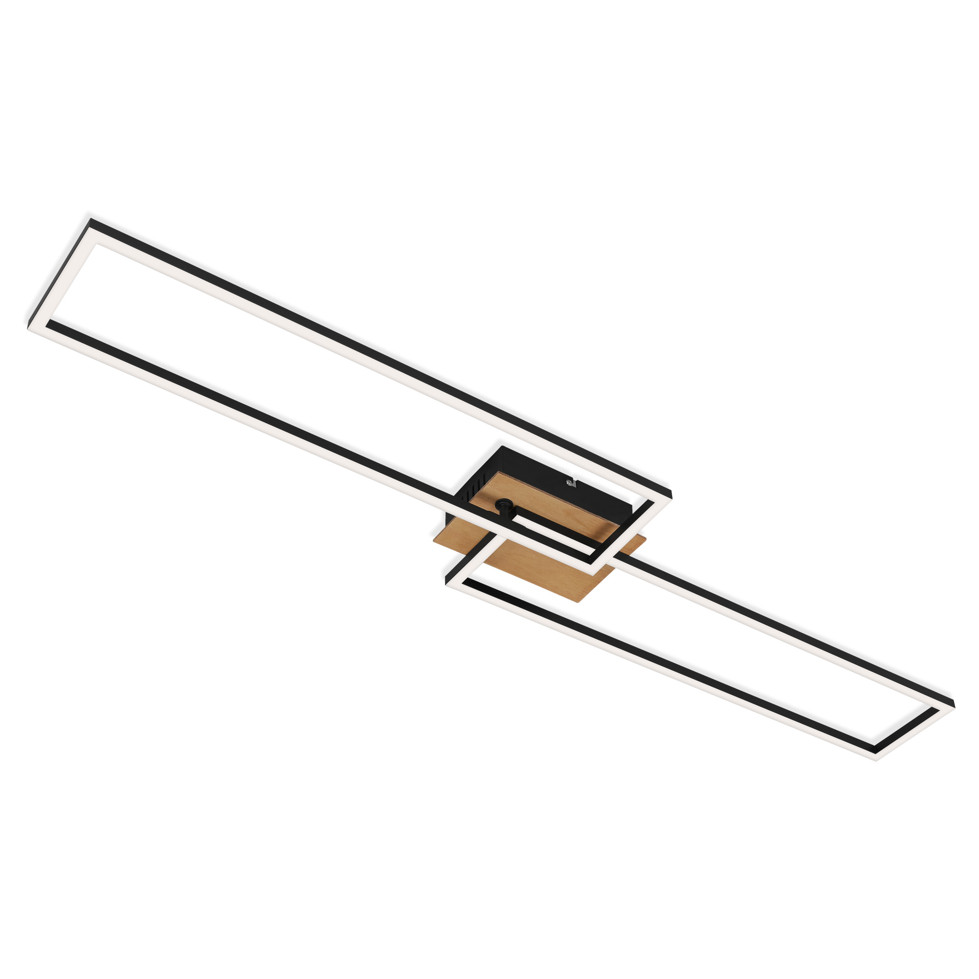 122923-3 BRILONER DECKENLEUCHTE 40W FRAMES 2 RECHTECKE SCHWARZ/HOLZ