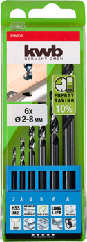 258806-300 Kwb HSS Spiralbohrer-Satz 6-tlg., 2 - 8 mm