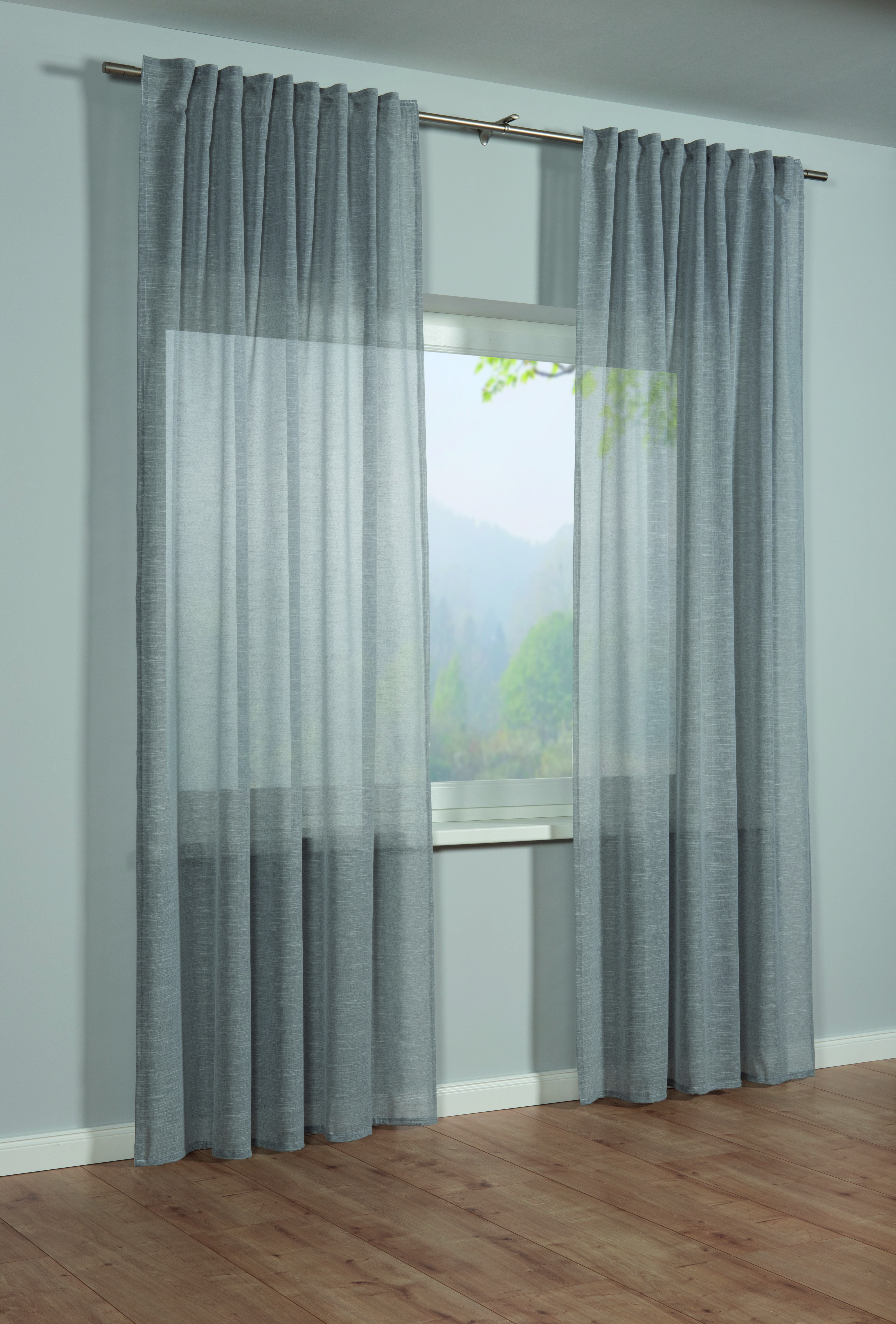 Sehlbach Schal mit Gardinenband silbergrau, 140 x 245 cm Sehlbach Schal mit Gardinenband silbergrau, 140 x 245 cm