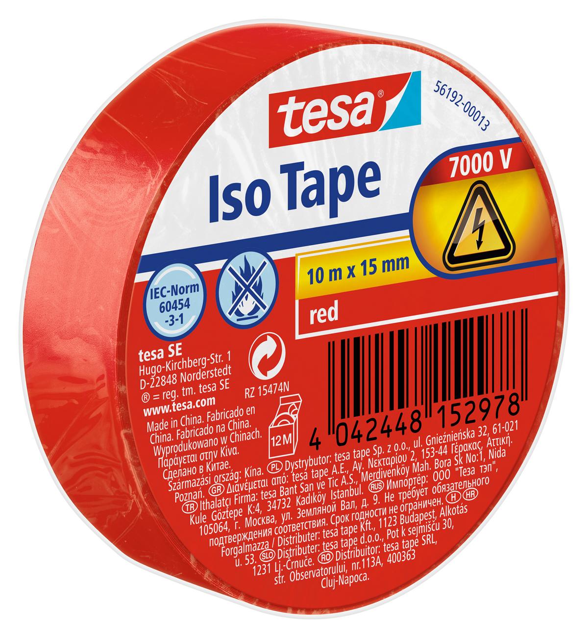 tesa Isolierband, rot, 10 m