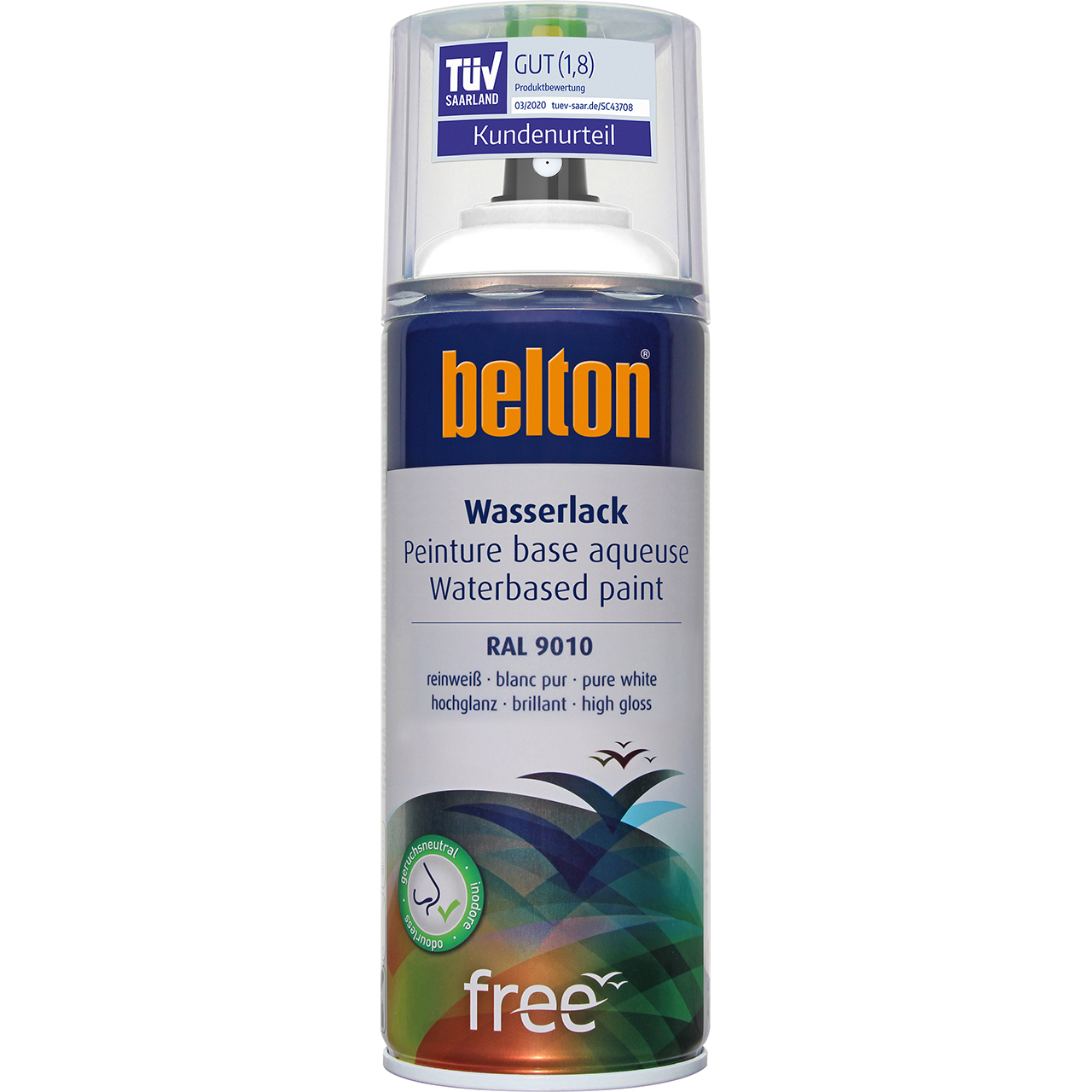 belton free Wasserlack reinweiß hochglänzend, 400ml