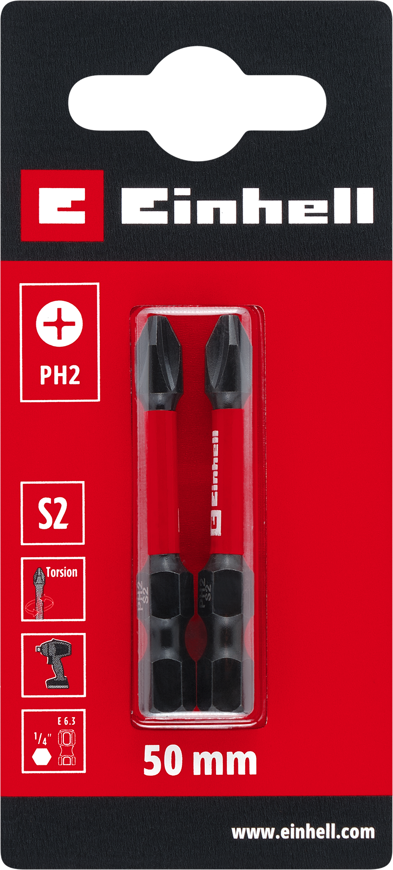 Einhell Impact-Bits Torsion, 50 mm, PH2 S2 Einhell Impact-Bits Torsion, 50 mm, PH2 S2
