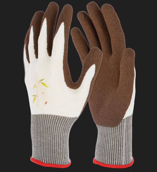 Keron Handschuh Bamboo, Gr. 10 braun, Latexschaumbeschichtung