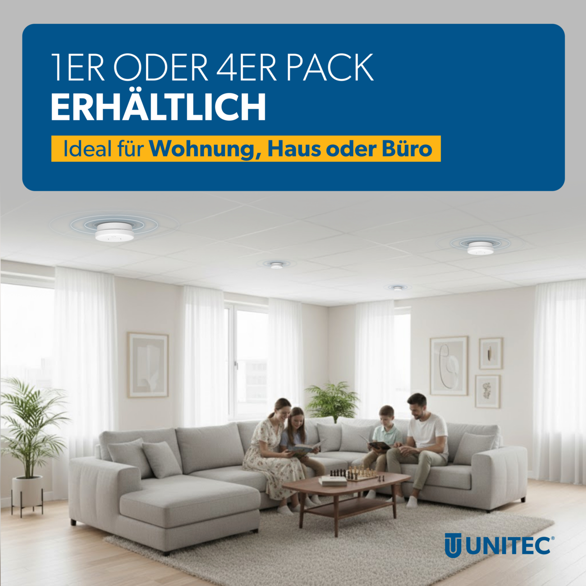 Unitec Rauchwarnmelder TÜV 1 Jahr 4x