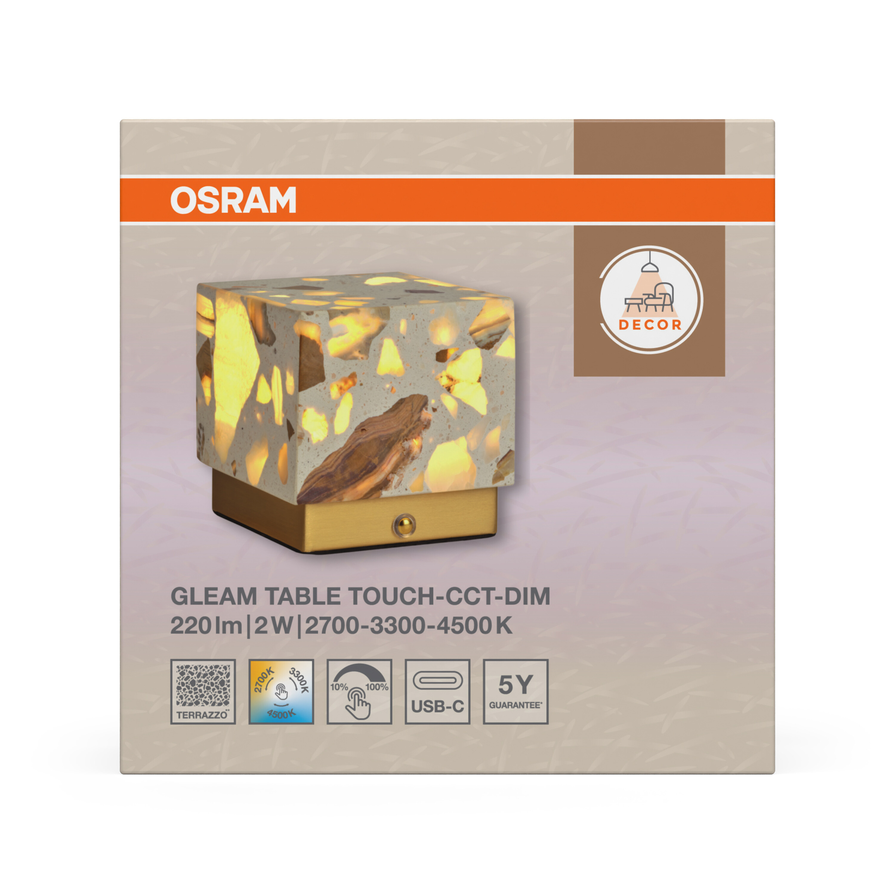 Osram DECOR Gleam Akku-Tischleuchte, weiß