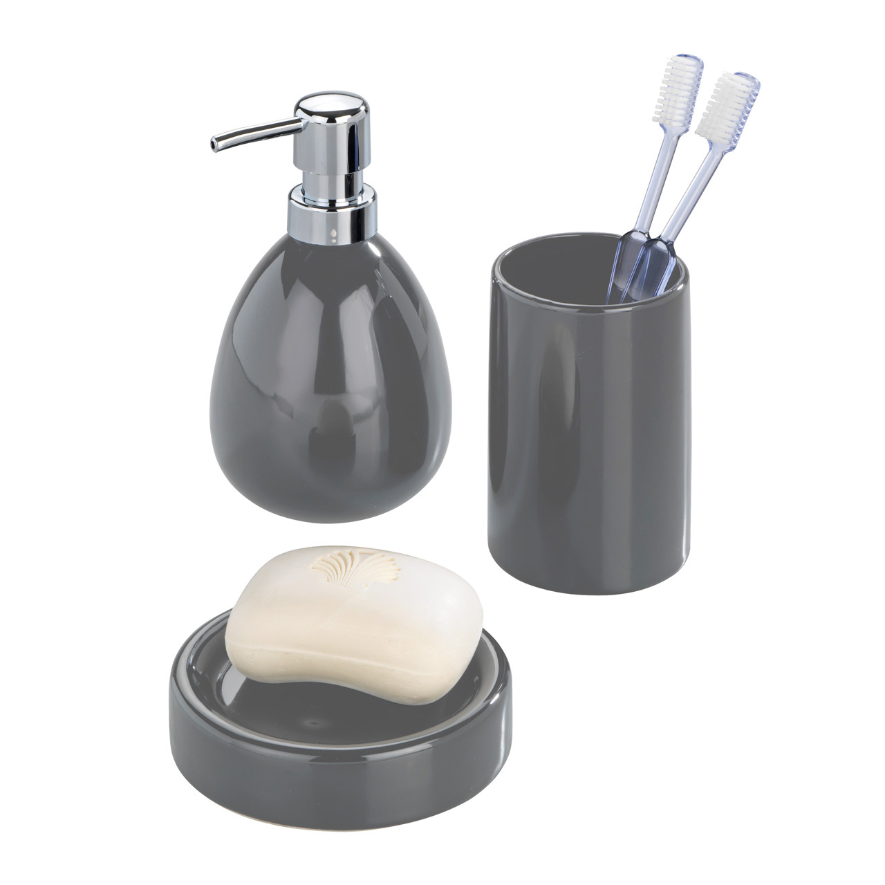 407411-Keramik-Seifenspender-Mod-Polaris-grey_FS_02 WENKO KERAMIK SEIFENSPENDER POLARIS GREY